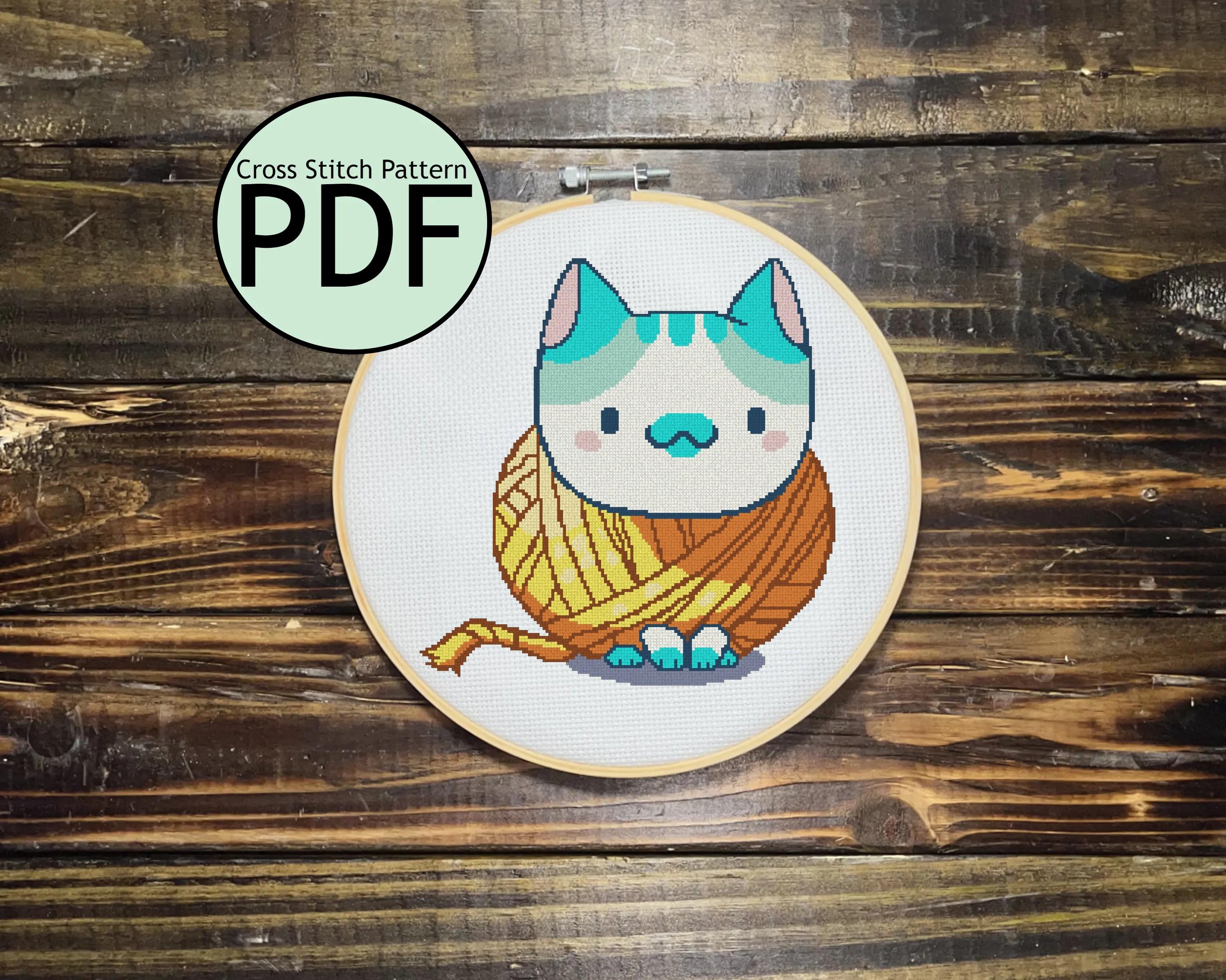 Yarn Ball Cat Cross Stitch Pattern