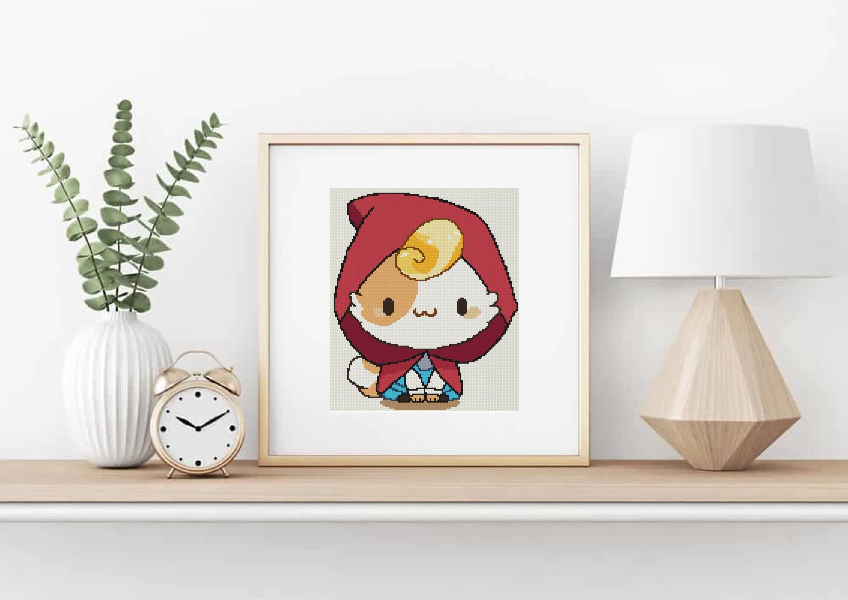 Little Red Riding Hood Cat Cross Stitch Pattern