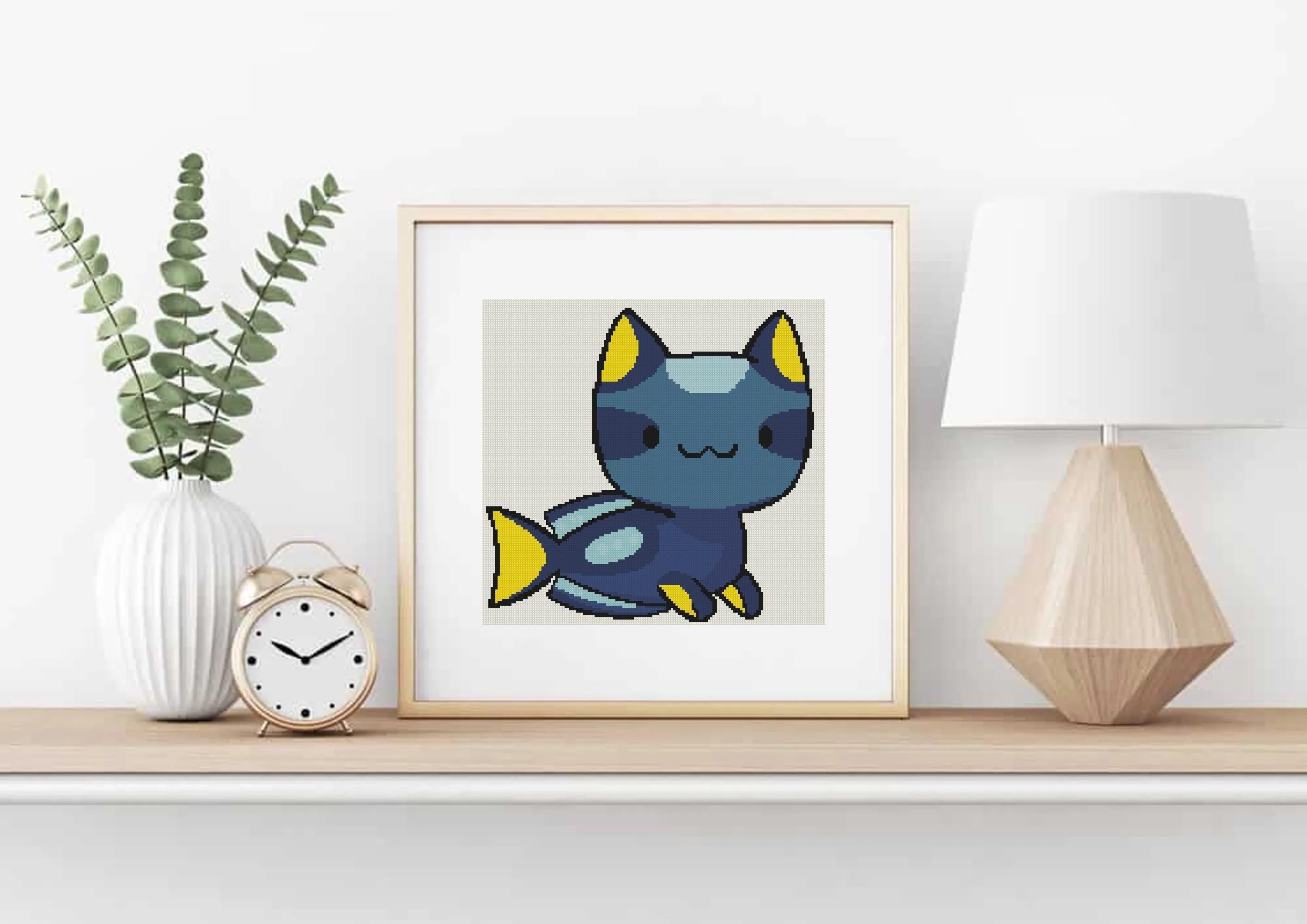Blue Tang Cat Cross Stitch