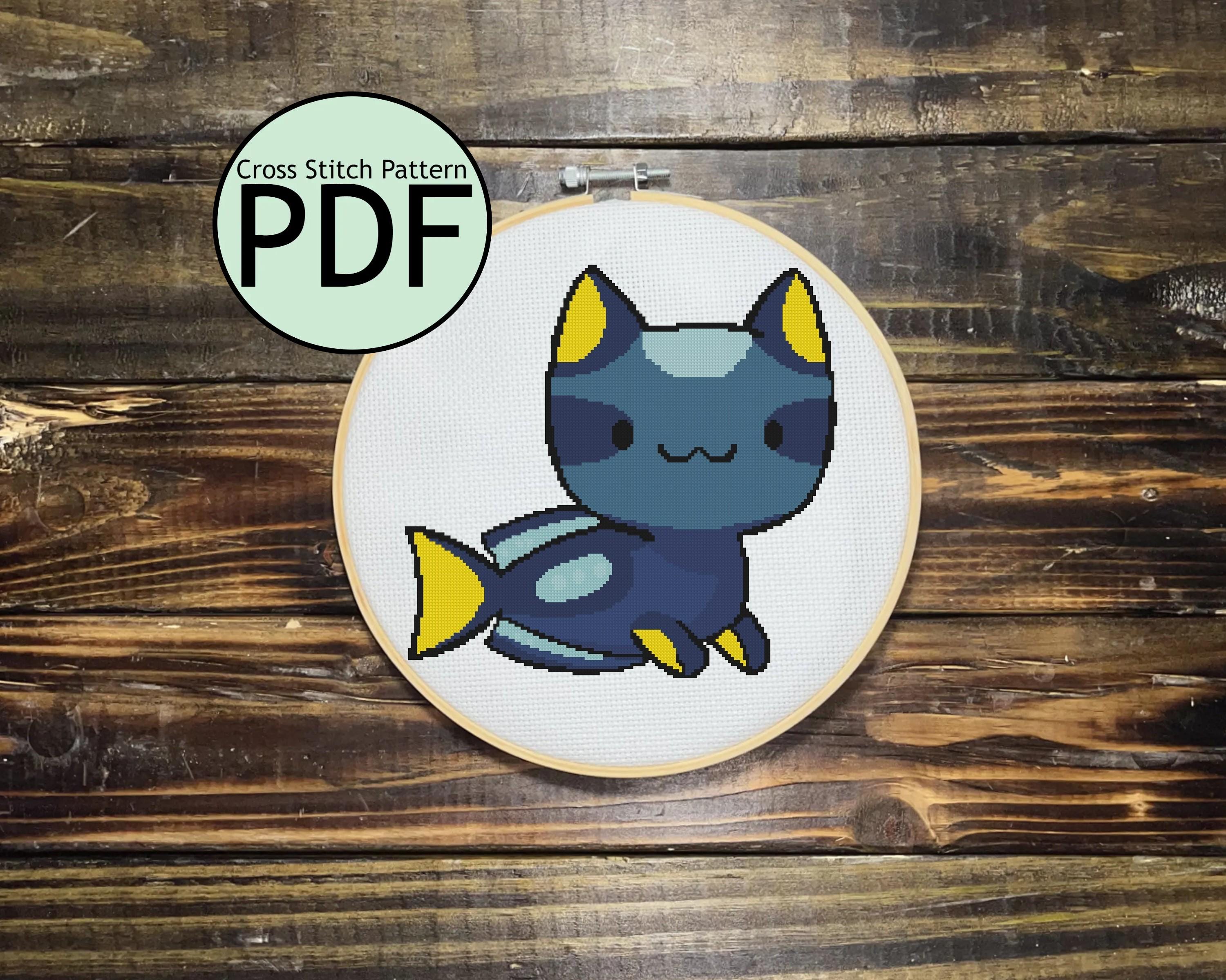 Blue Tang Cat Cross Stitch