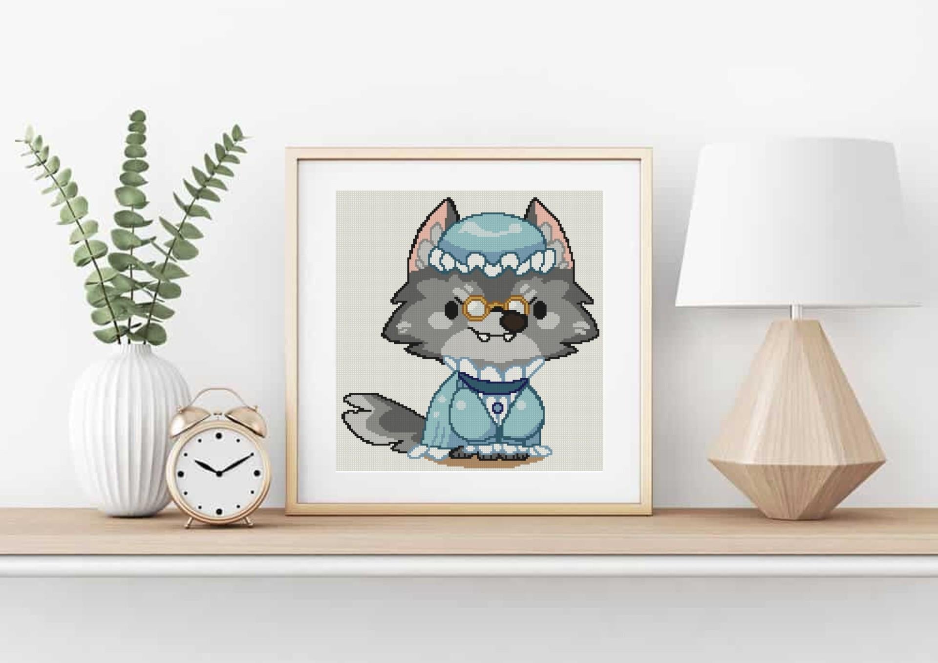 Big Bad Wolf Cat Cross Stitch Pattern