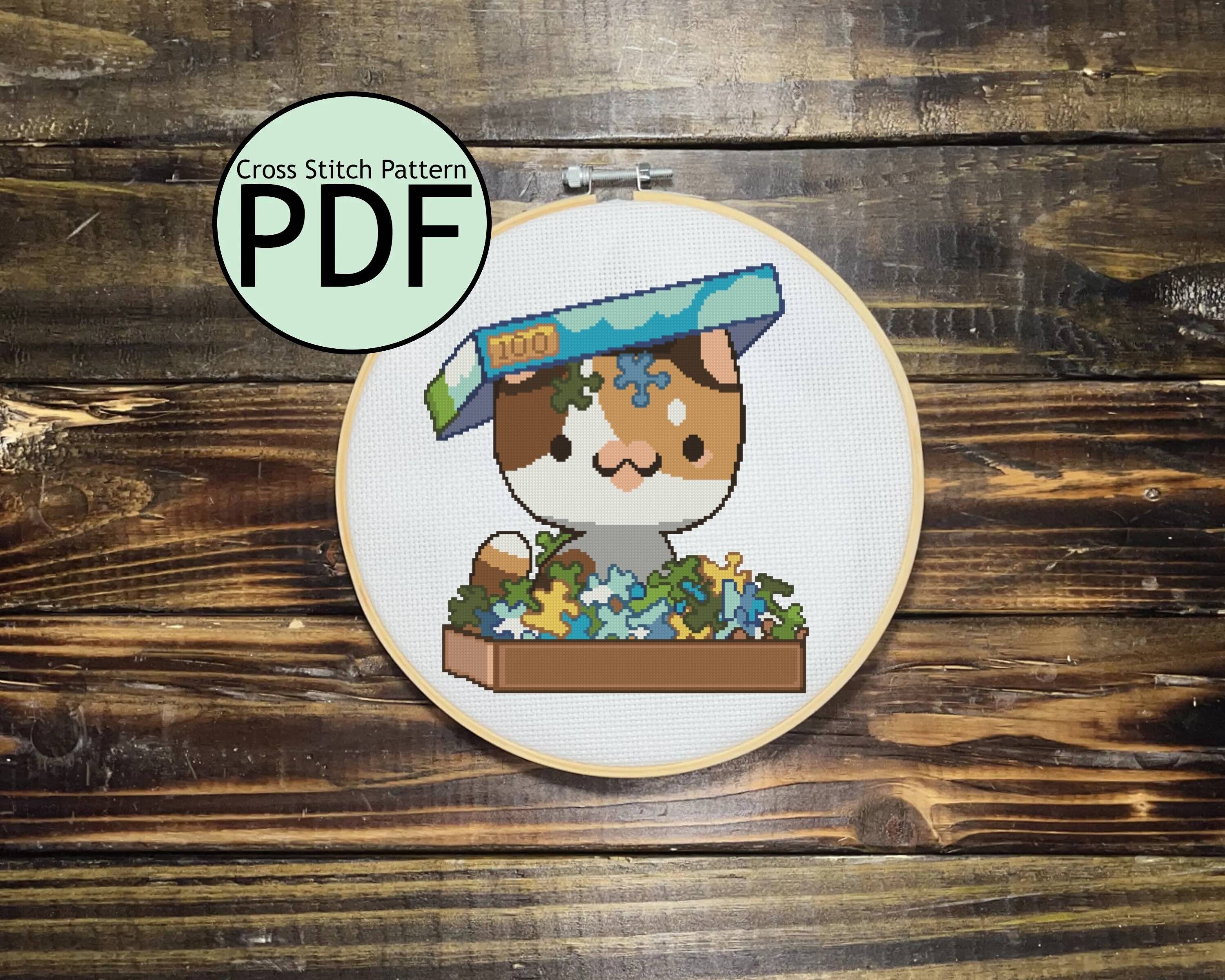 Cat in Puzzle Box Cross Stitch Pattern