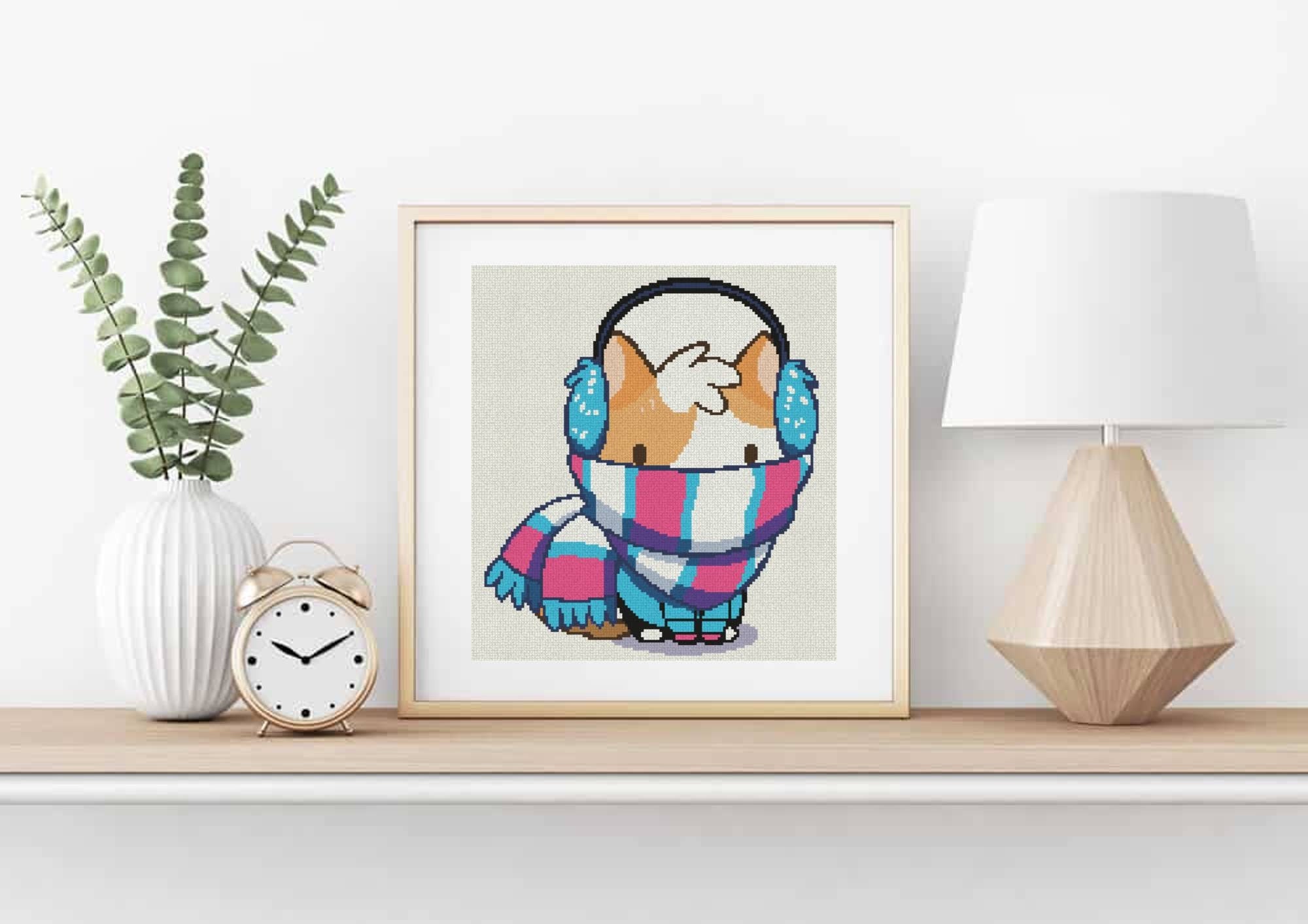Cat in a Big Scarf Cross Stitch Pattern