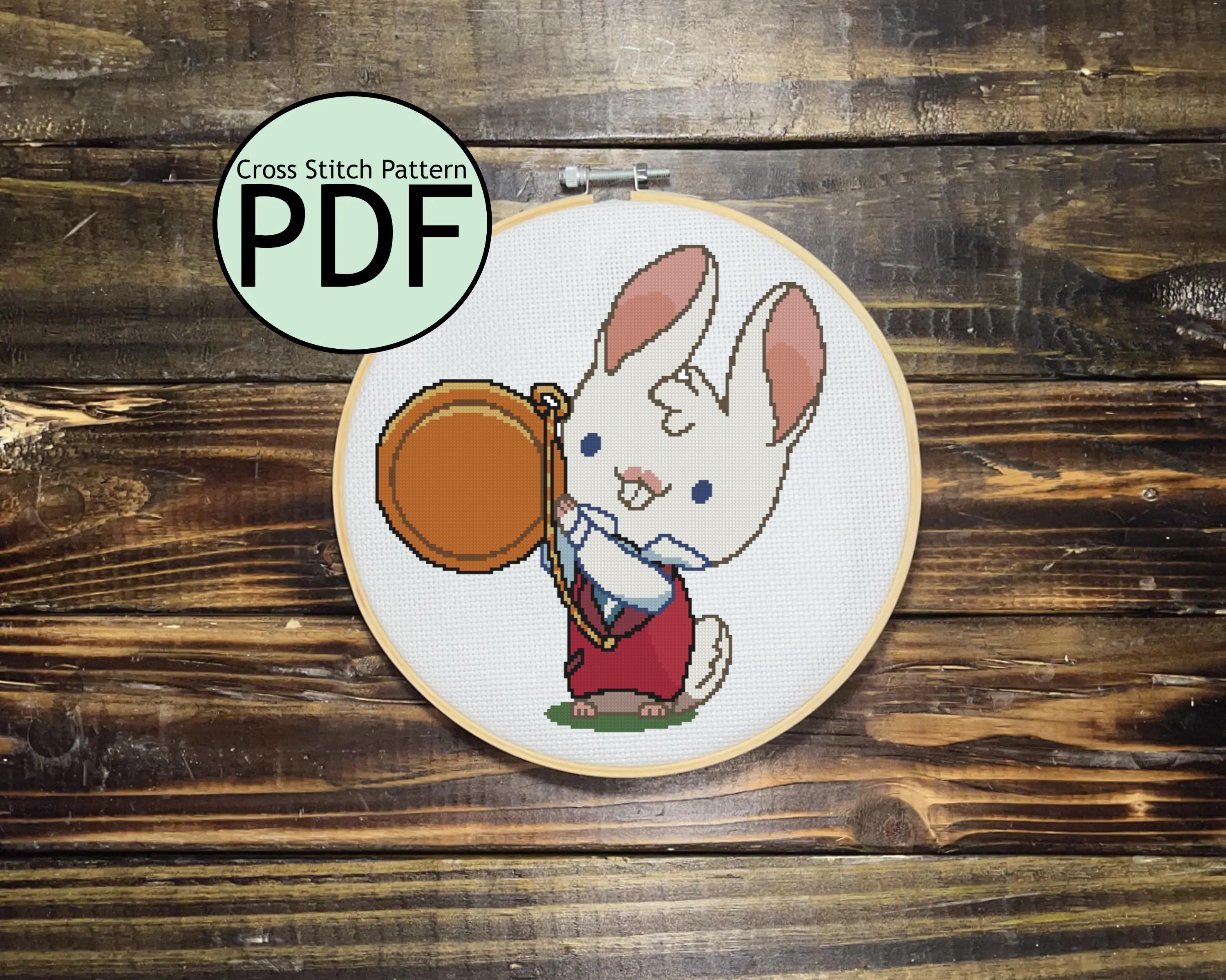White Rabbit Cat Cross Stitch Pattern
