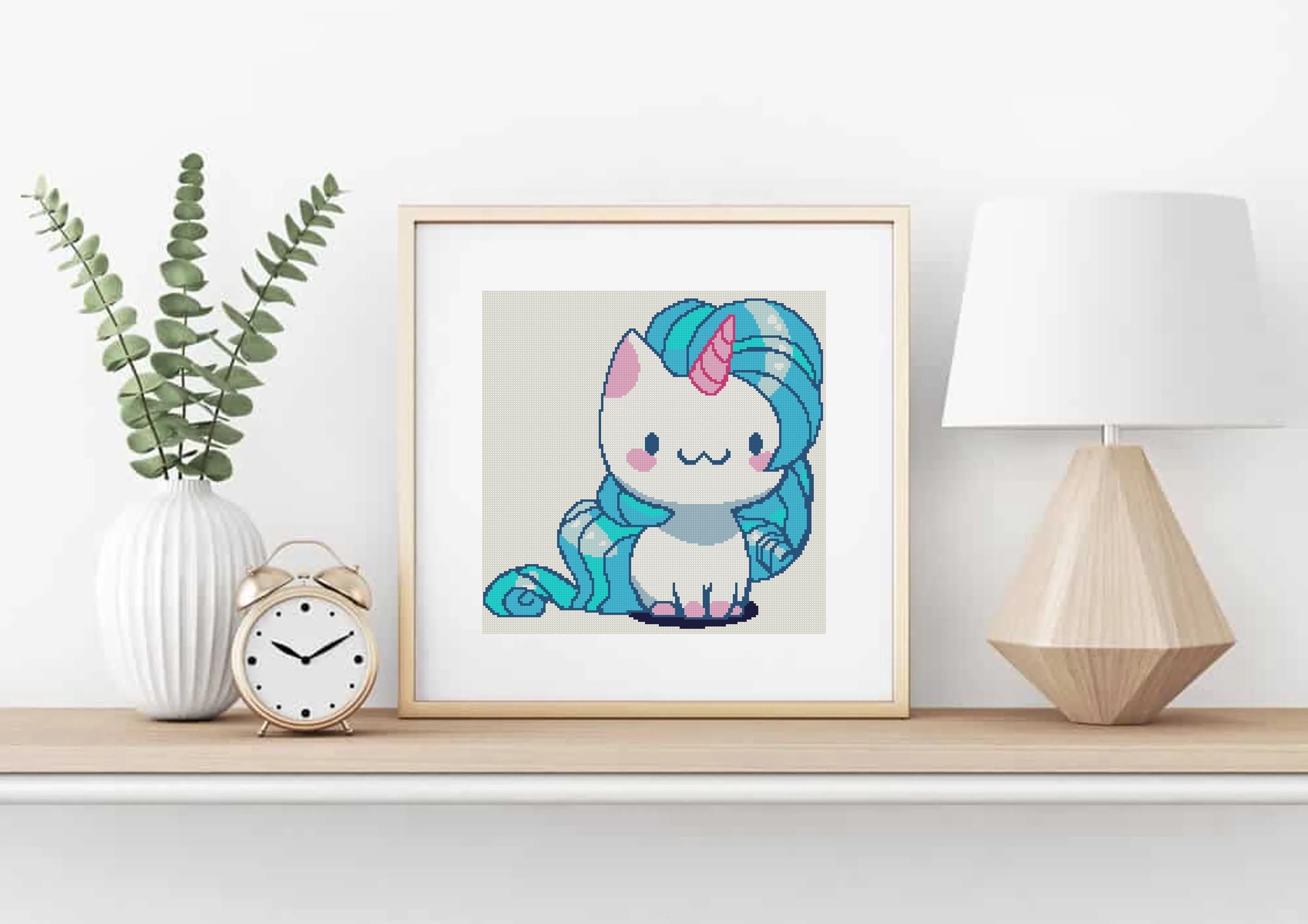 Blue Mane Cat Cross Stitch Pattern