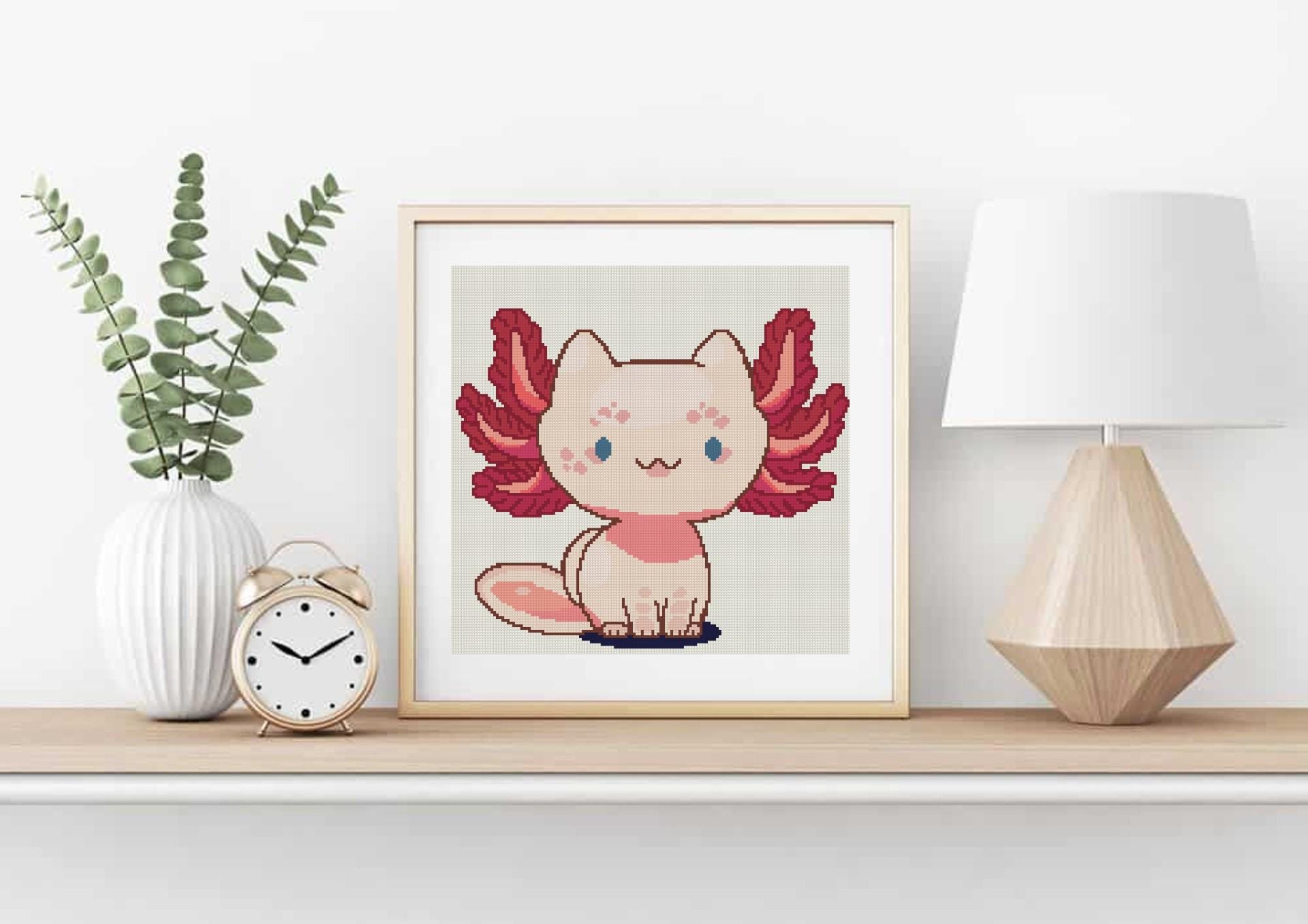 Axolotl Cat Cross Stitch Pattern
