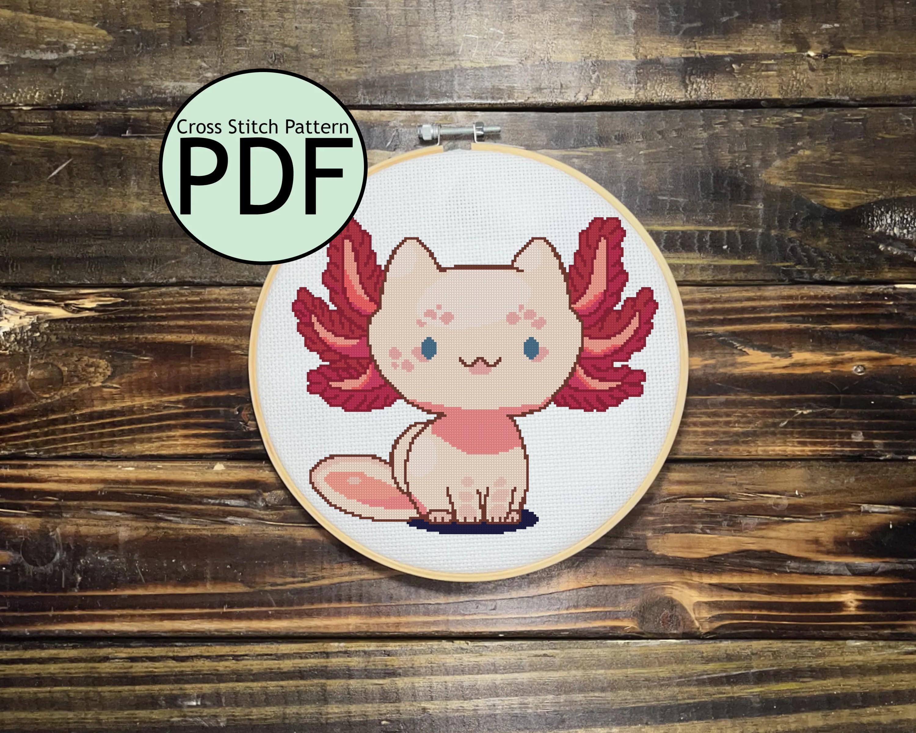 Axolotl Cat Cross Stitch Pattern