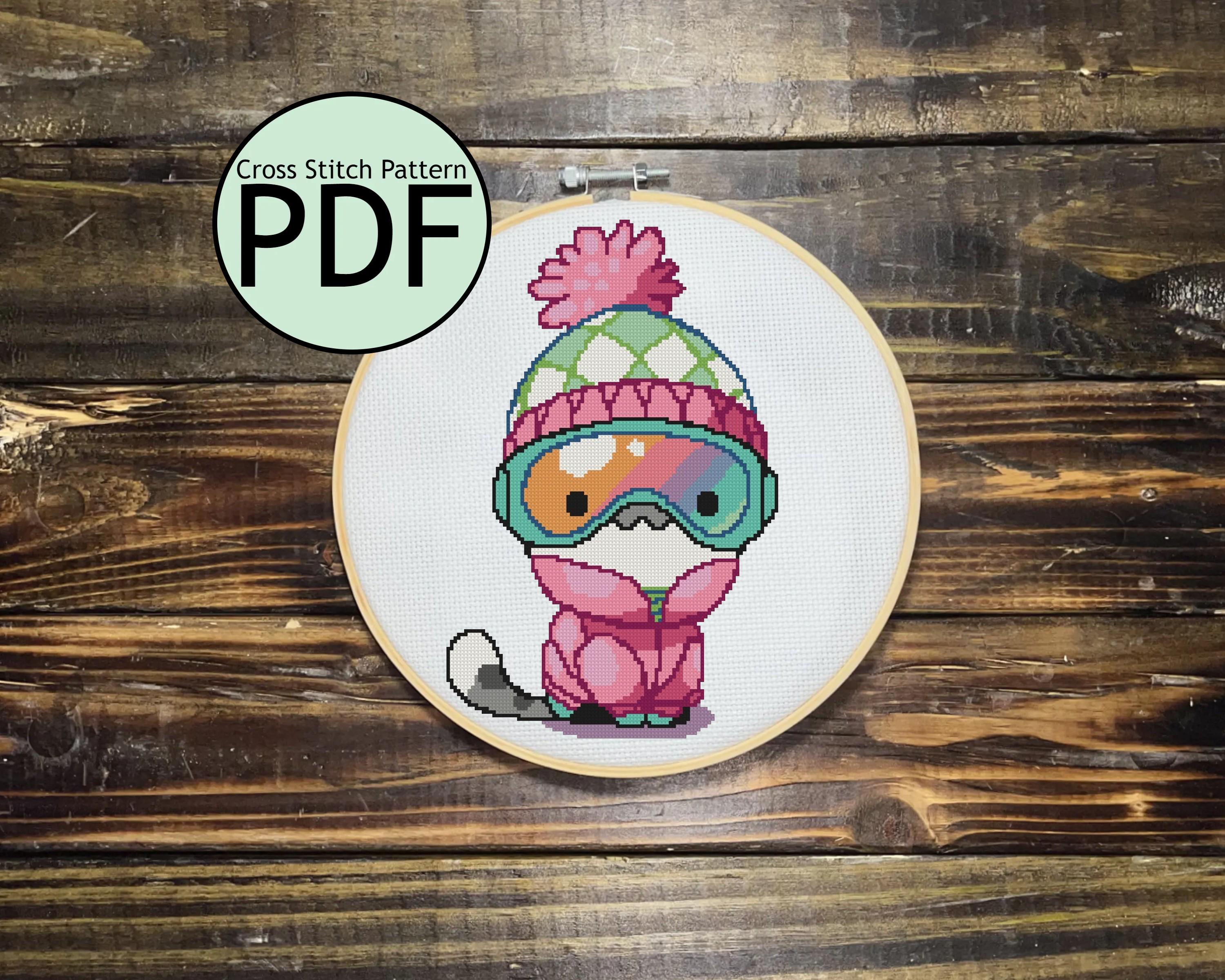 Snowboarder Cat Cross Stitch Pattern