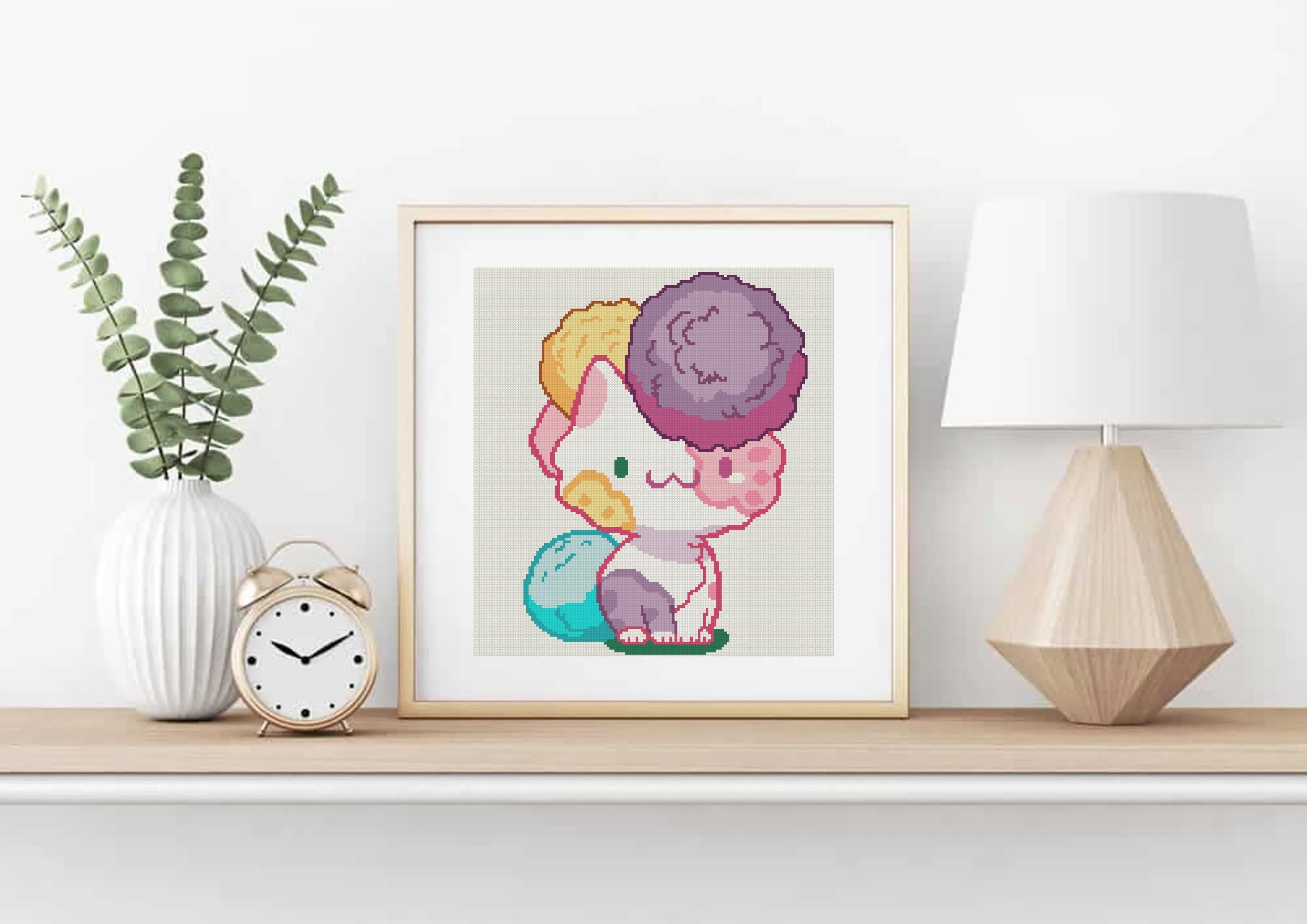 Pom Pom Cat Cross Stitch