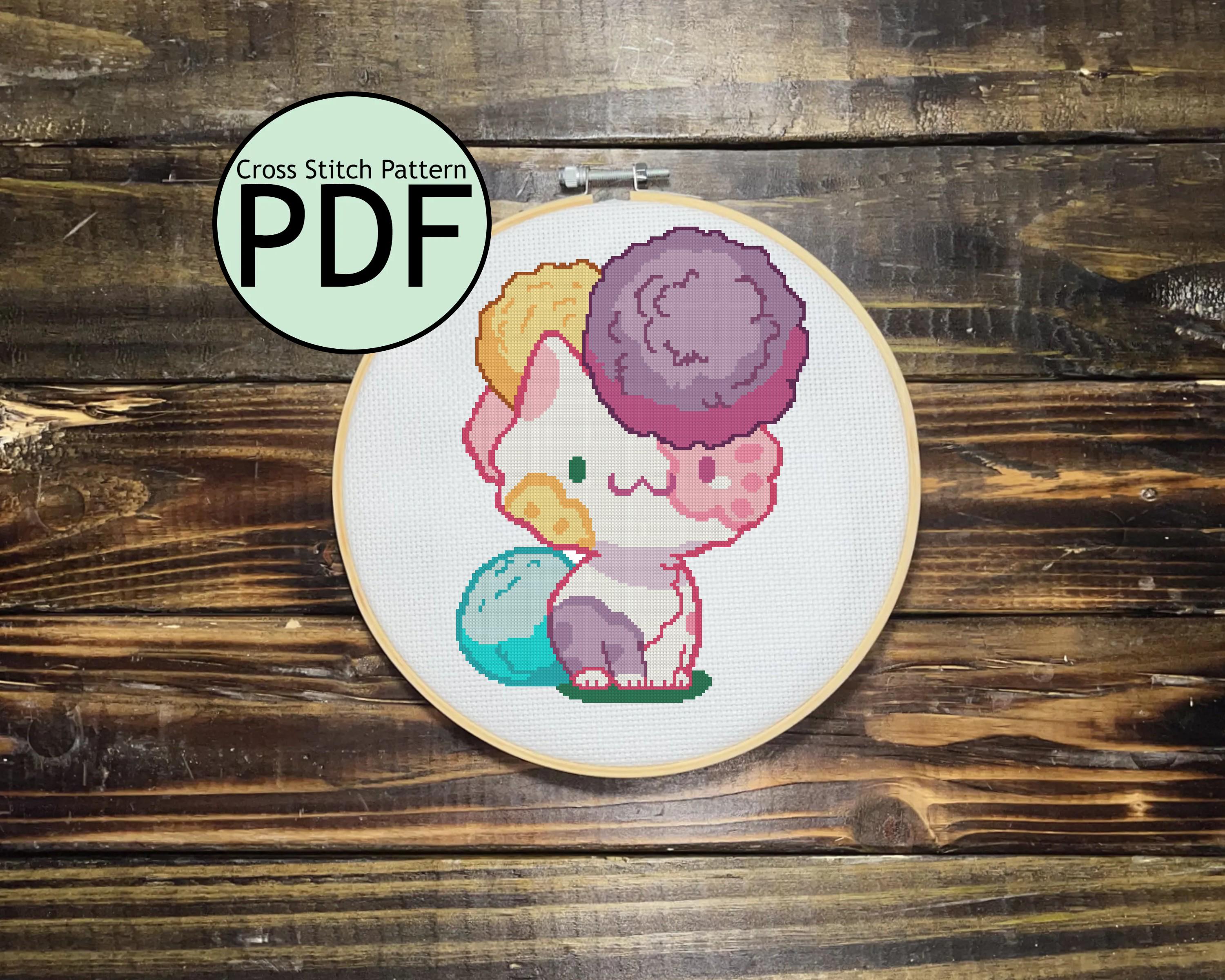 Pom Pom Cat Cross Stitch