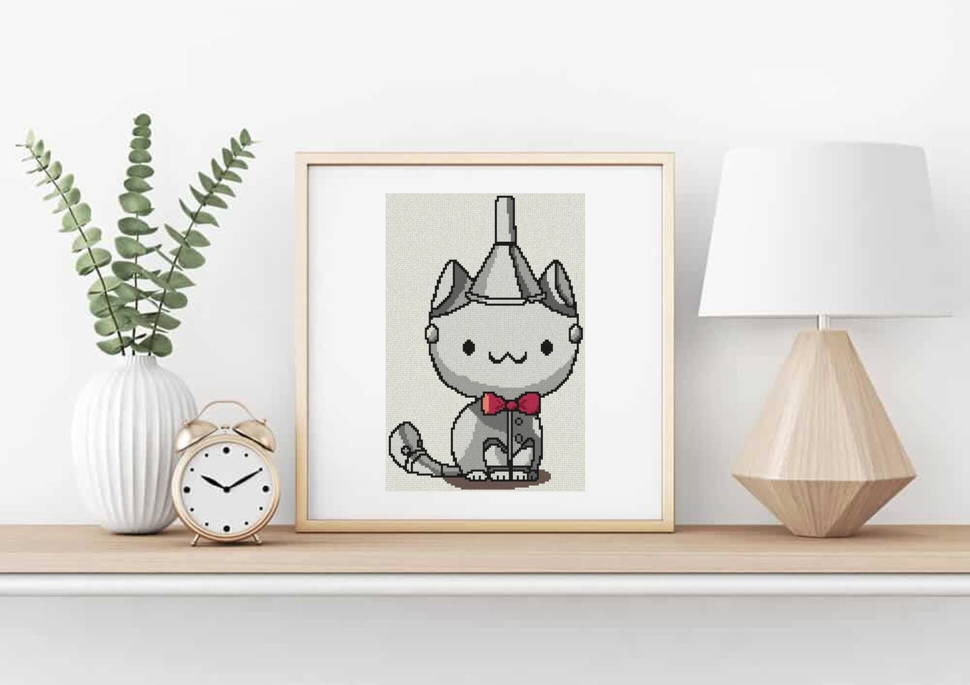 Tin Man Cat Cross Stitch Pattern