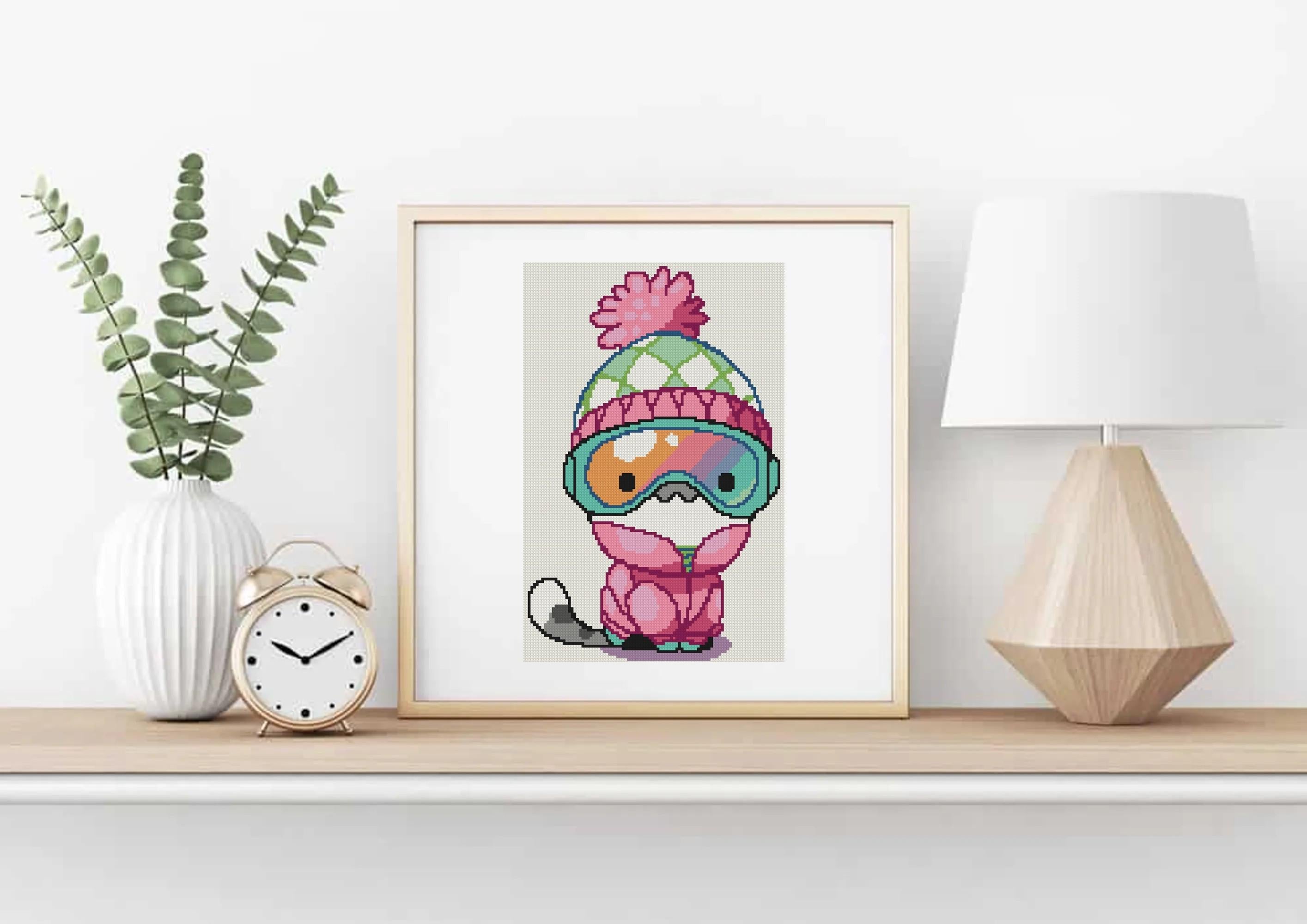 Snowboarder Cat Cross Stitch Pattern