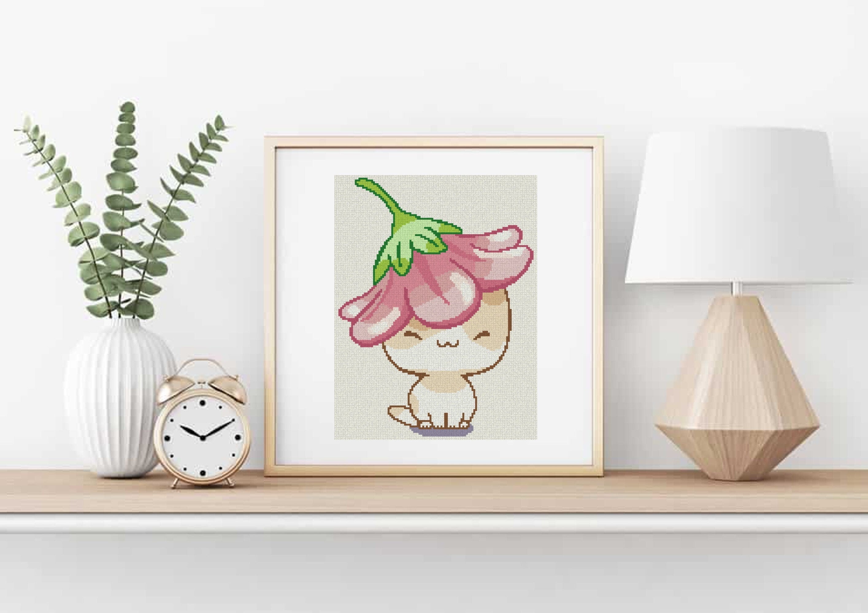 Primrose Cat Cross Stitch Pattern