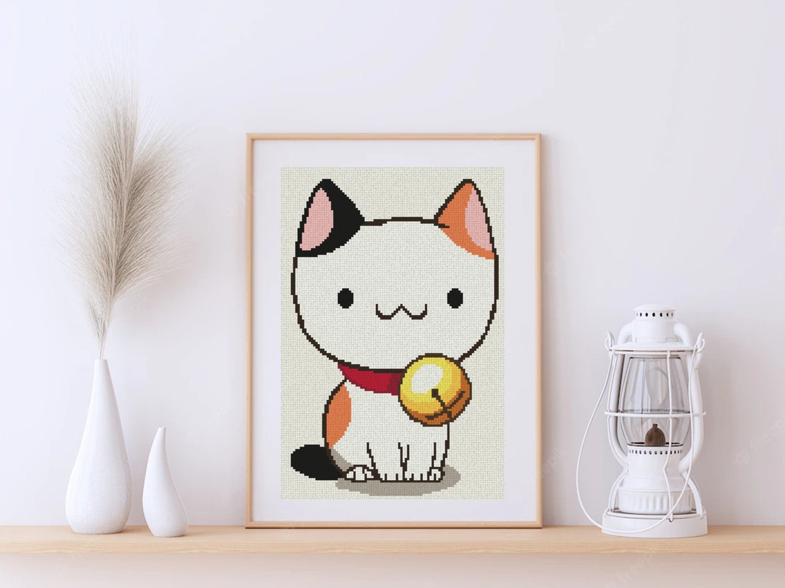 Japanese Bob Cat Cross Stitch Pattern