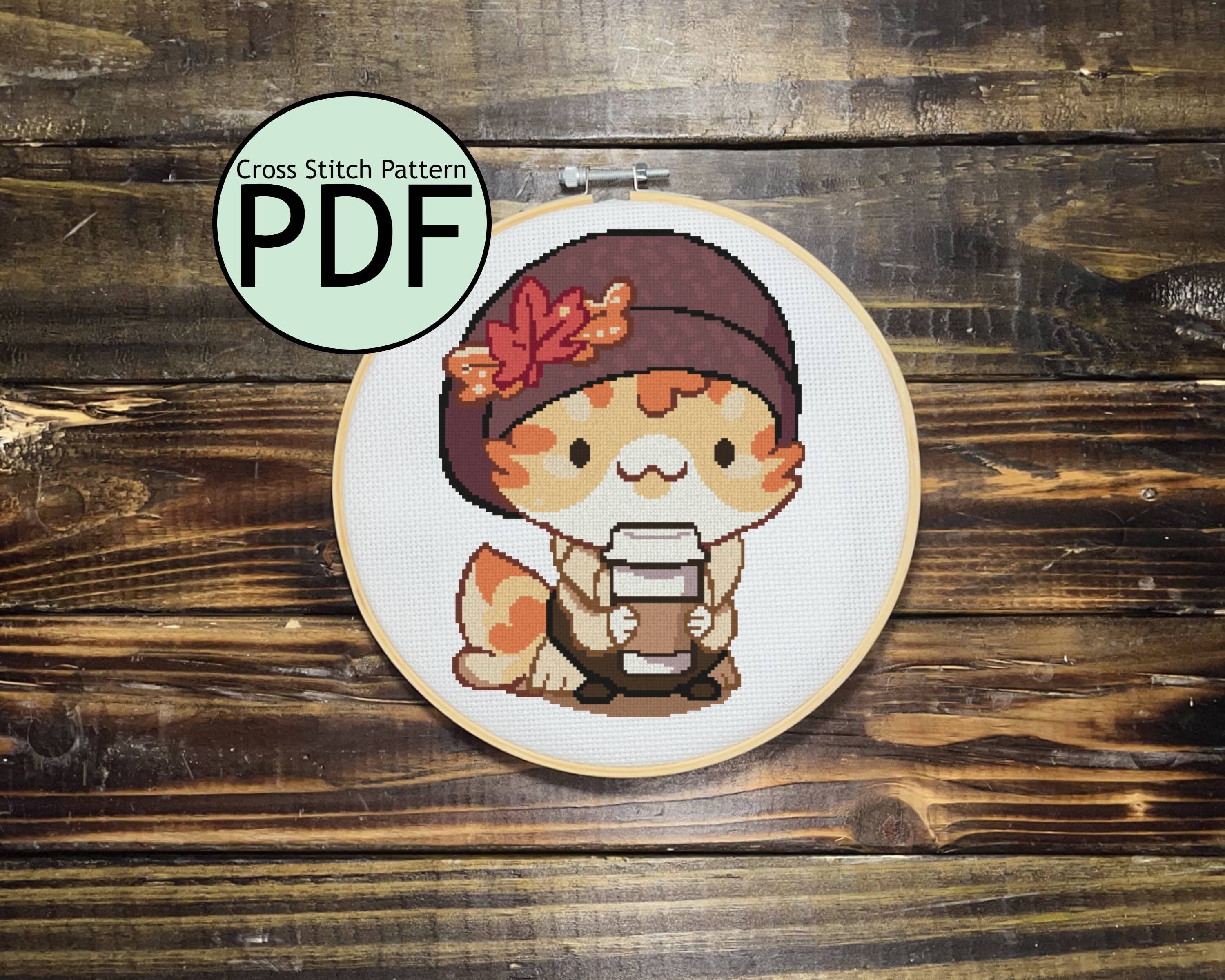 Pumpkin Spice Latte Cat Cross Stitch Pattern