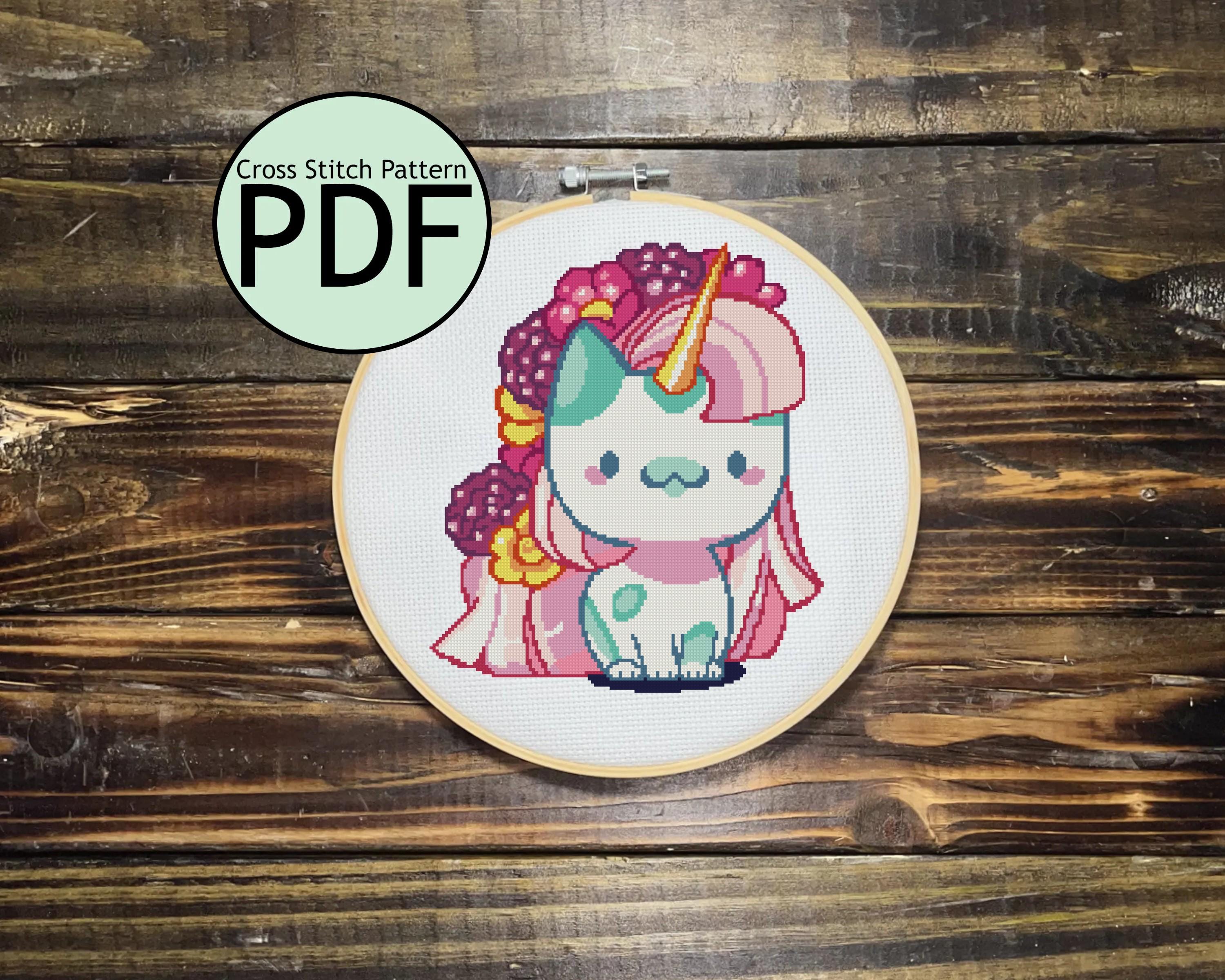 Petunia Unicorn Cat Cross Stitch