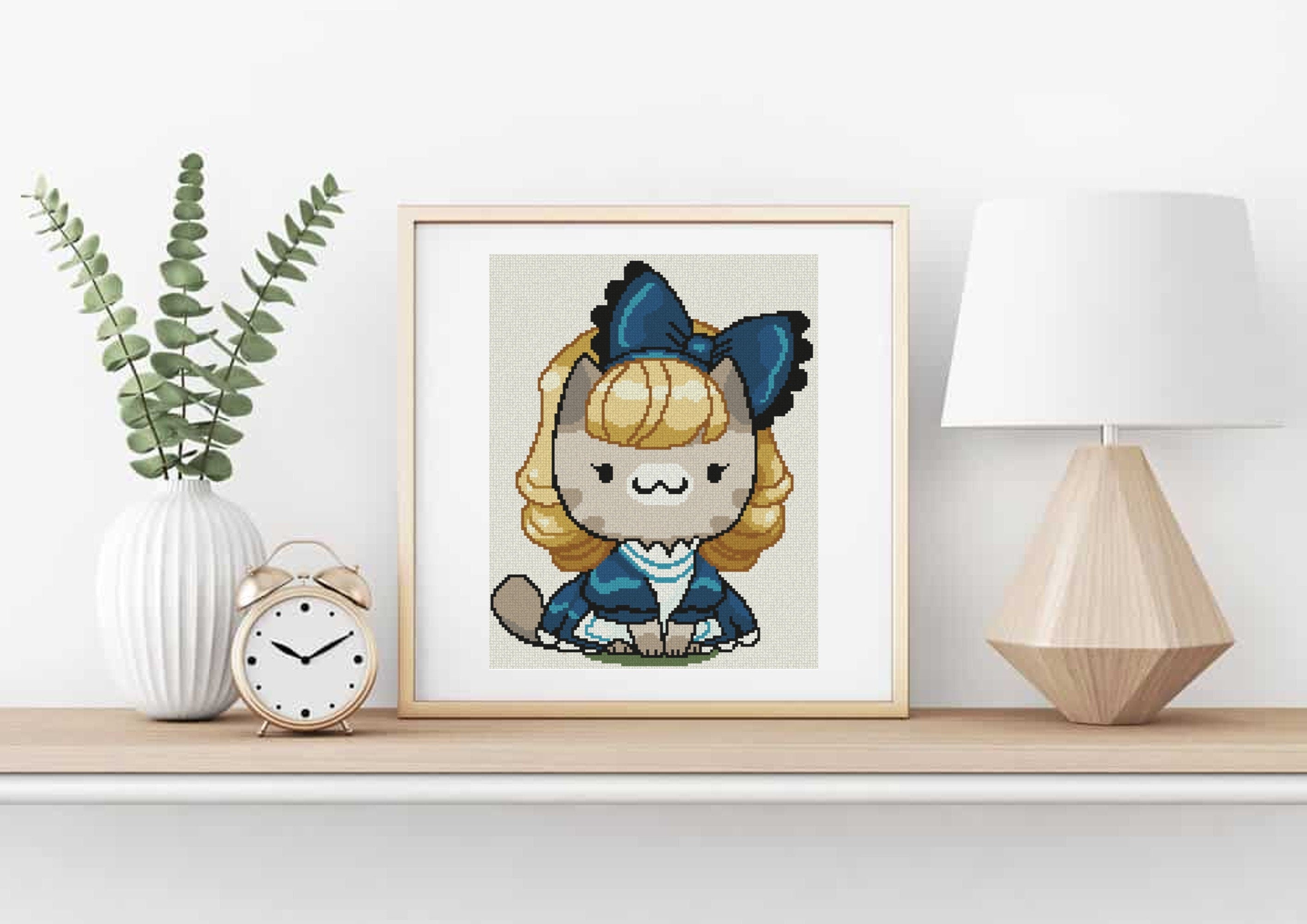 Alice in Wonderland Cat Cross Stitch Pattern