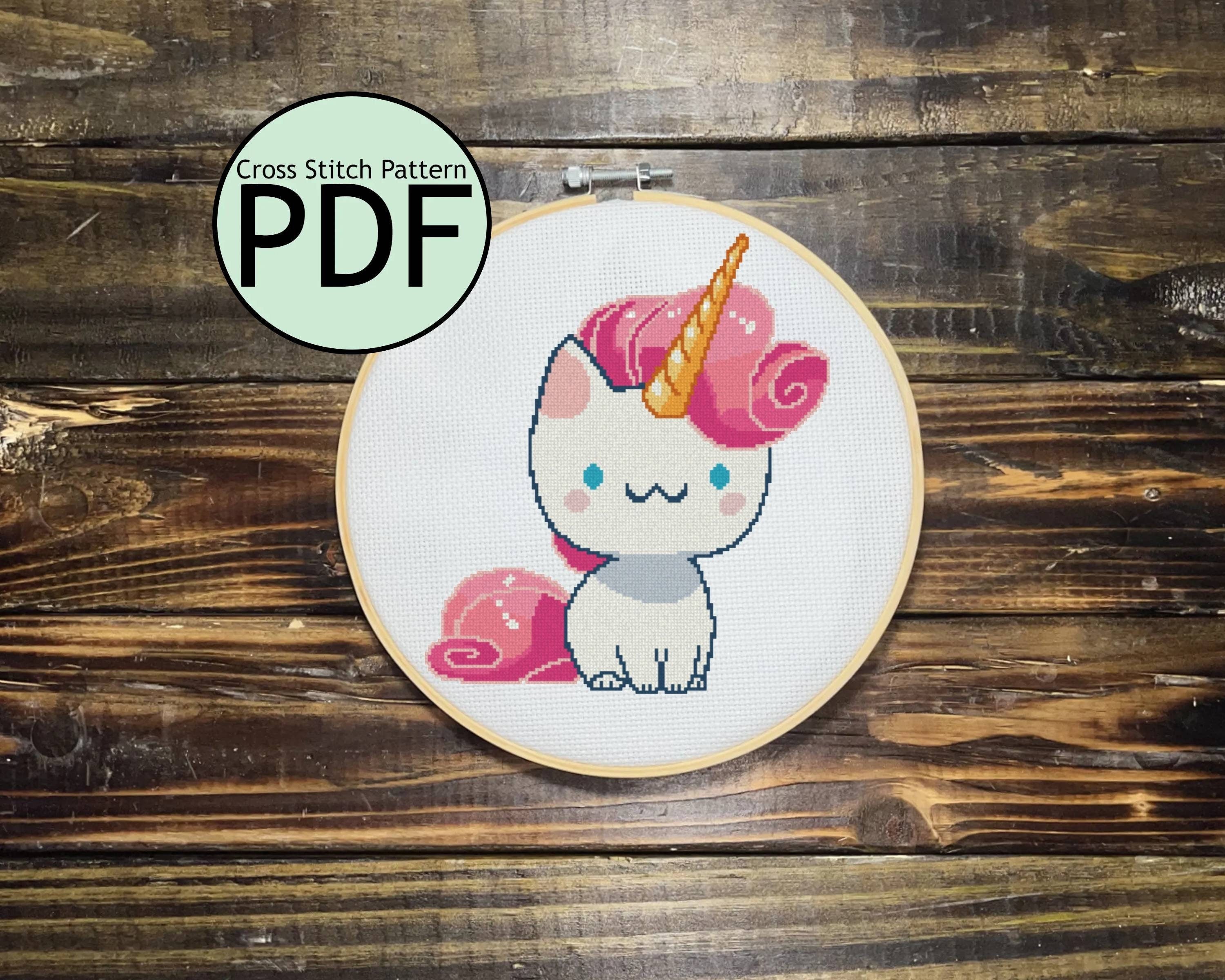 Unicorn Cat Cross Stitch Pattern