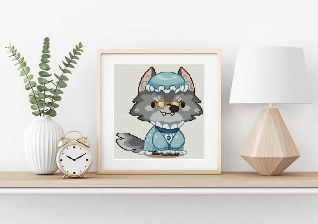 Big Bad Wolf Cat Cross Stitch Pattern