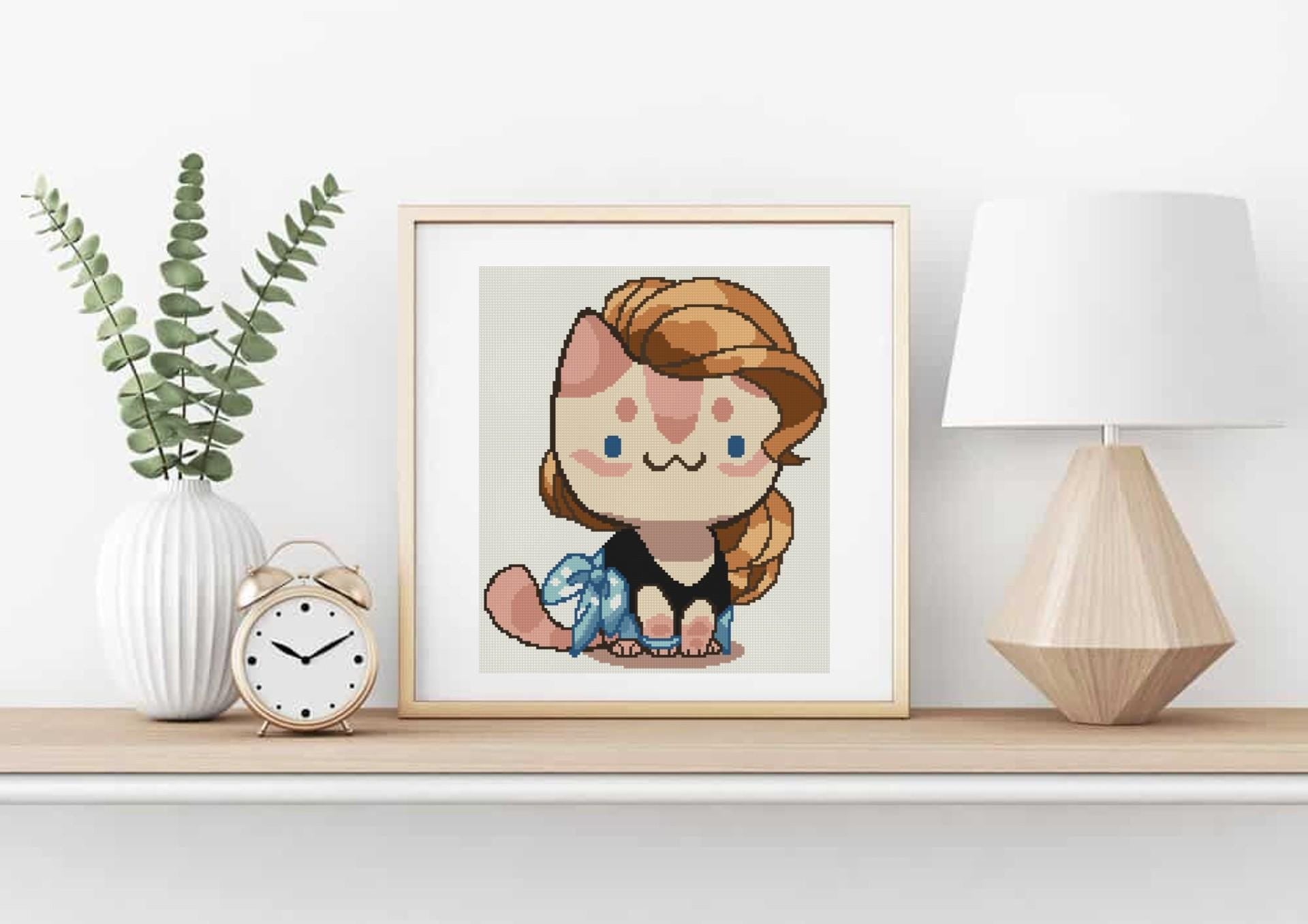 Cat with Beach Wrap Cross Stitch Pattern
