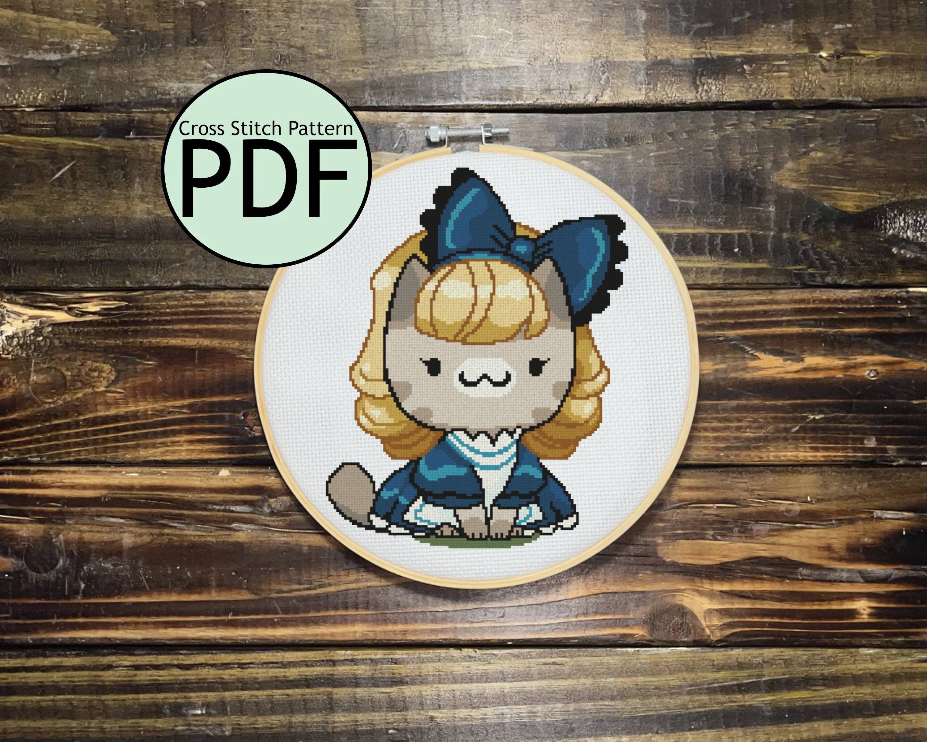 Alice in Wonderland Cat Cross Stitch Pattern