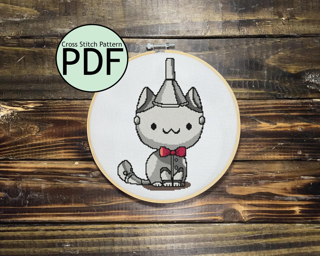 Tin Man Cat Cross Stitch Pattern