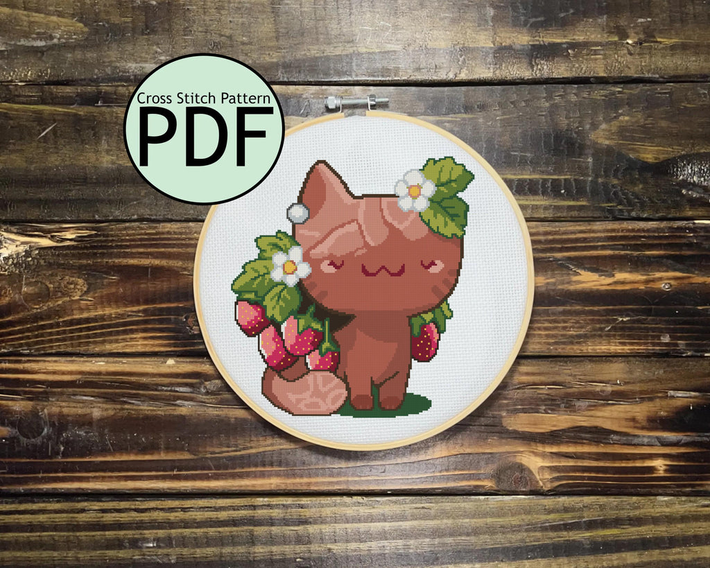 Clay Pot Cat Cross Stitch Pattern