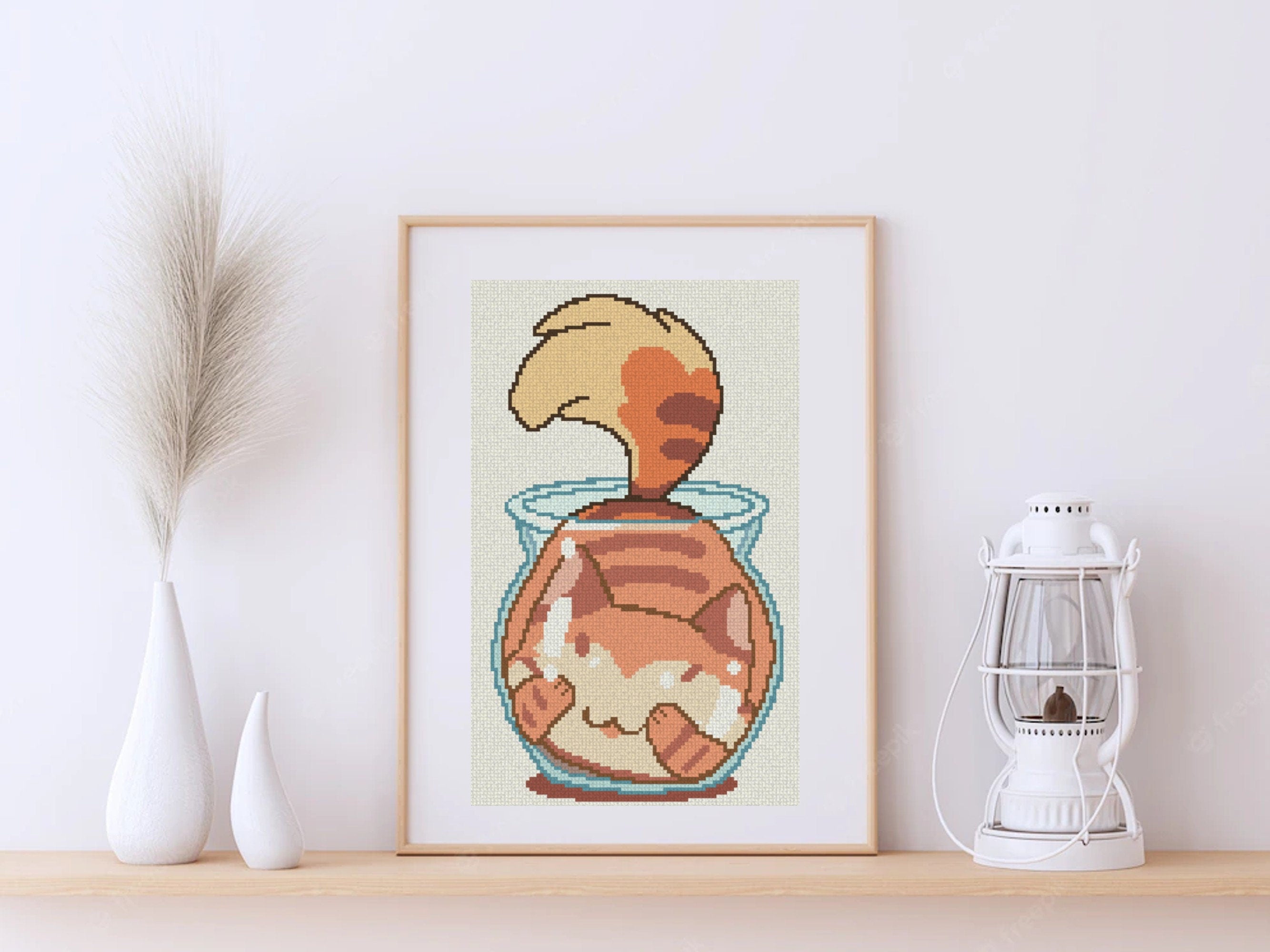 Cat in a Jar Cross Stitch Pattern