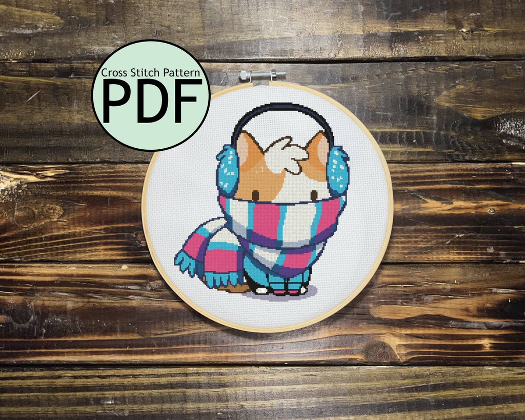 Cat in a Big Scarf Cross Stitch Pattern