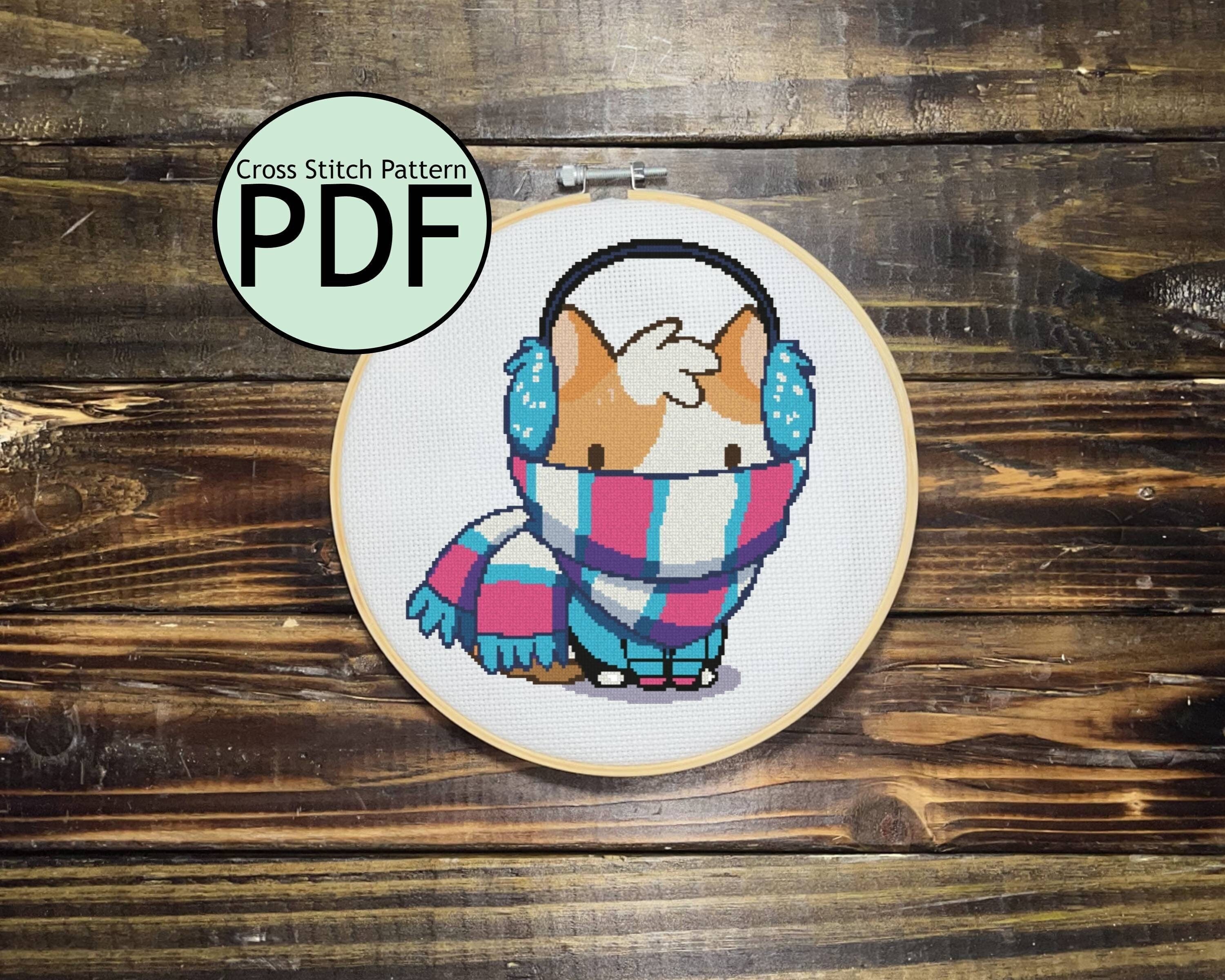 Cat in a Big Scarf Cross Stitch Pattern