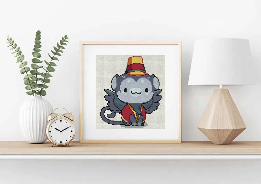 Flying Monkey Cat Cross Stitch Pattern