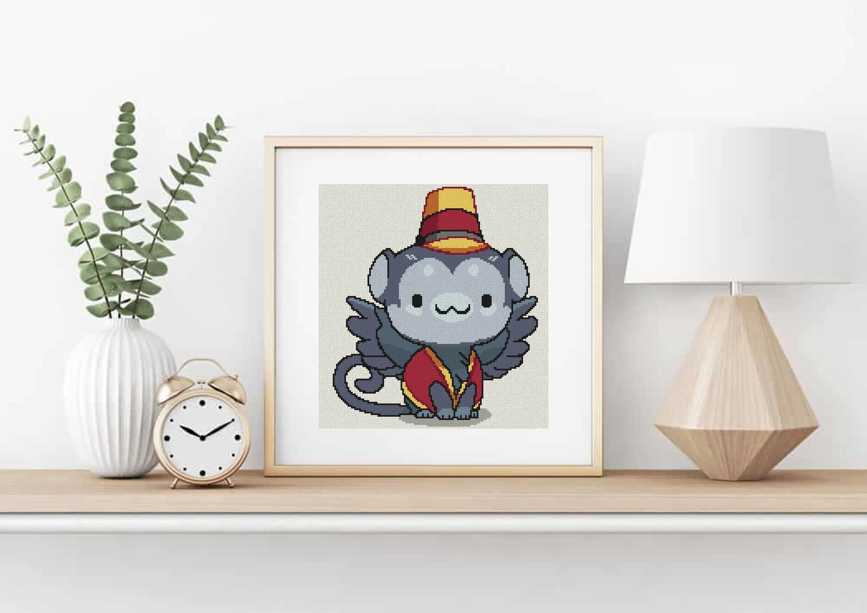 Flying Monkey Cat Cross Stitch Pattern