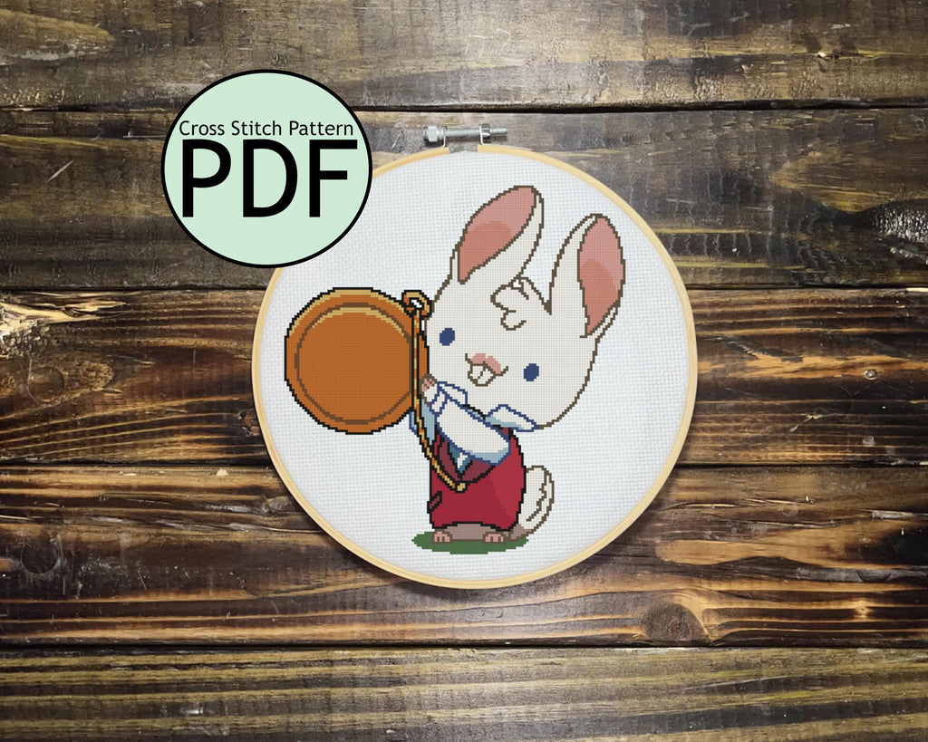 White Rabbit Cat Cross Stitch Pattern