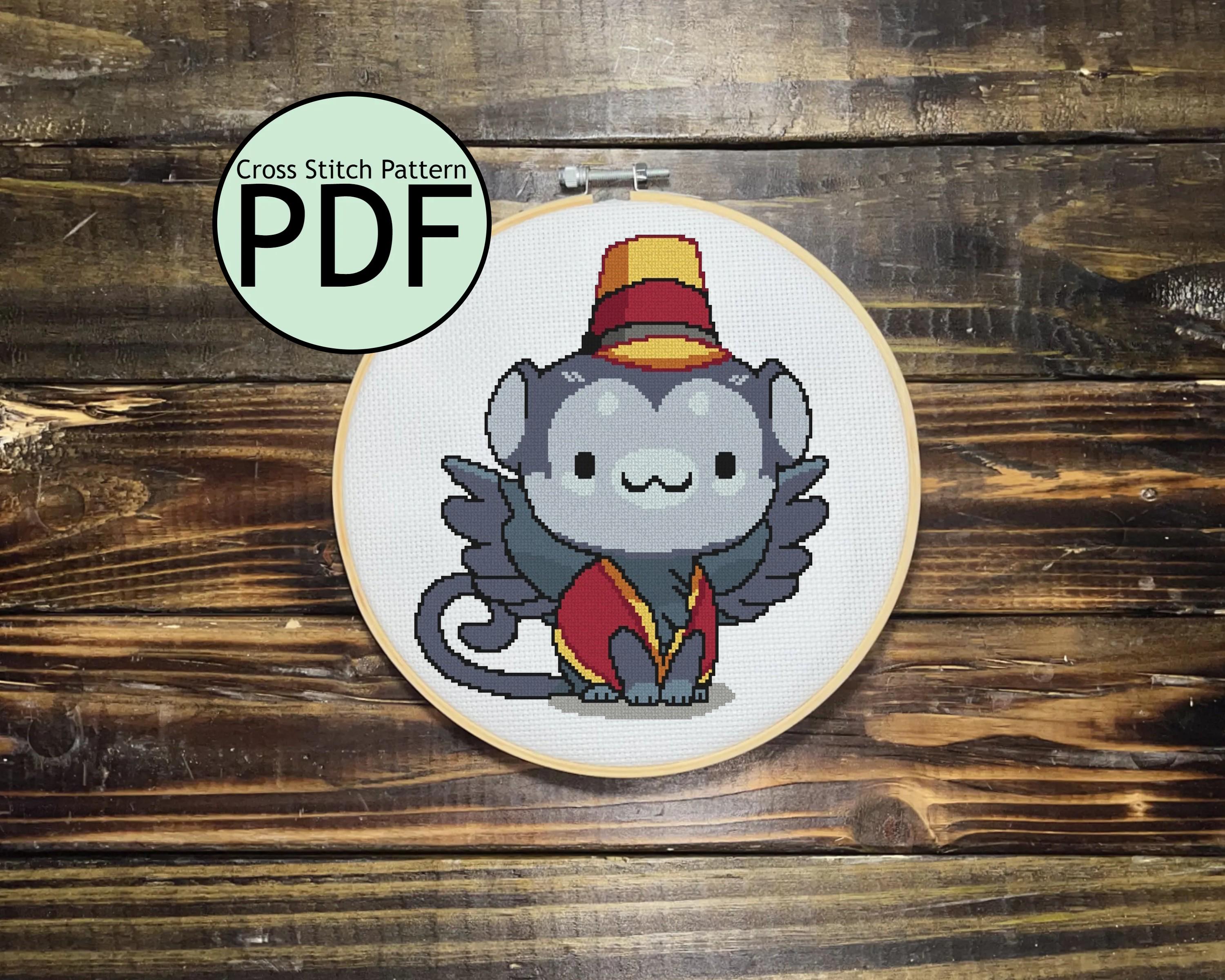 Flying Monkey Cat Cross Stitch Pattern
