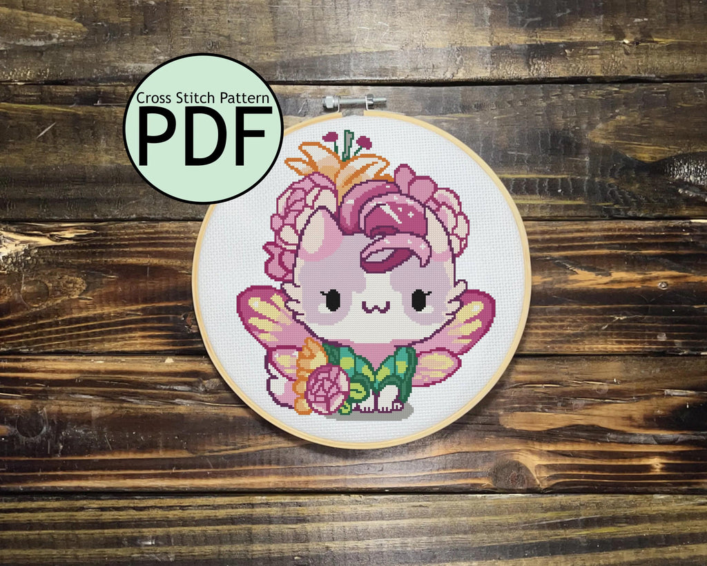 Kitten Fairy Cat Cross Stitch Pattern