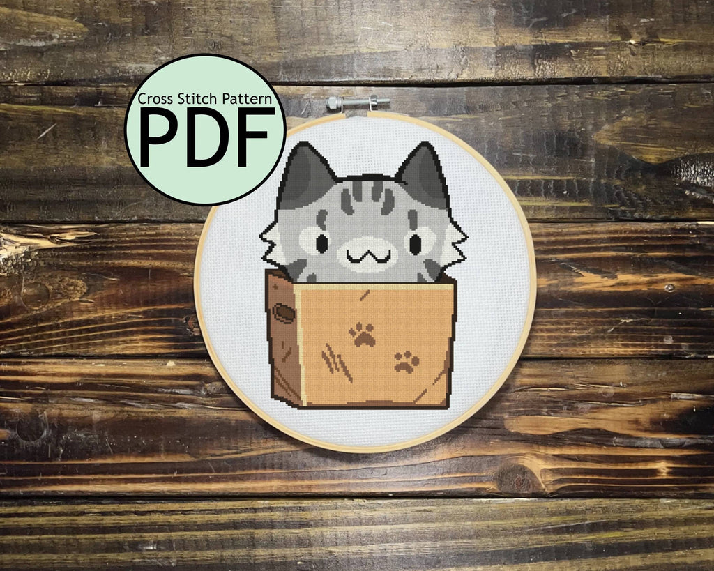 Cat in a Box Cross Stitch Pattern