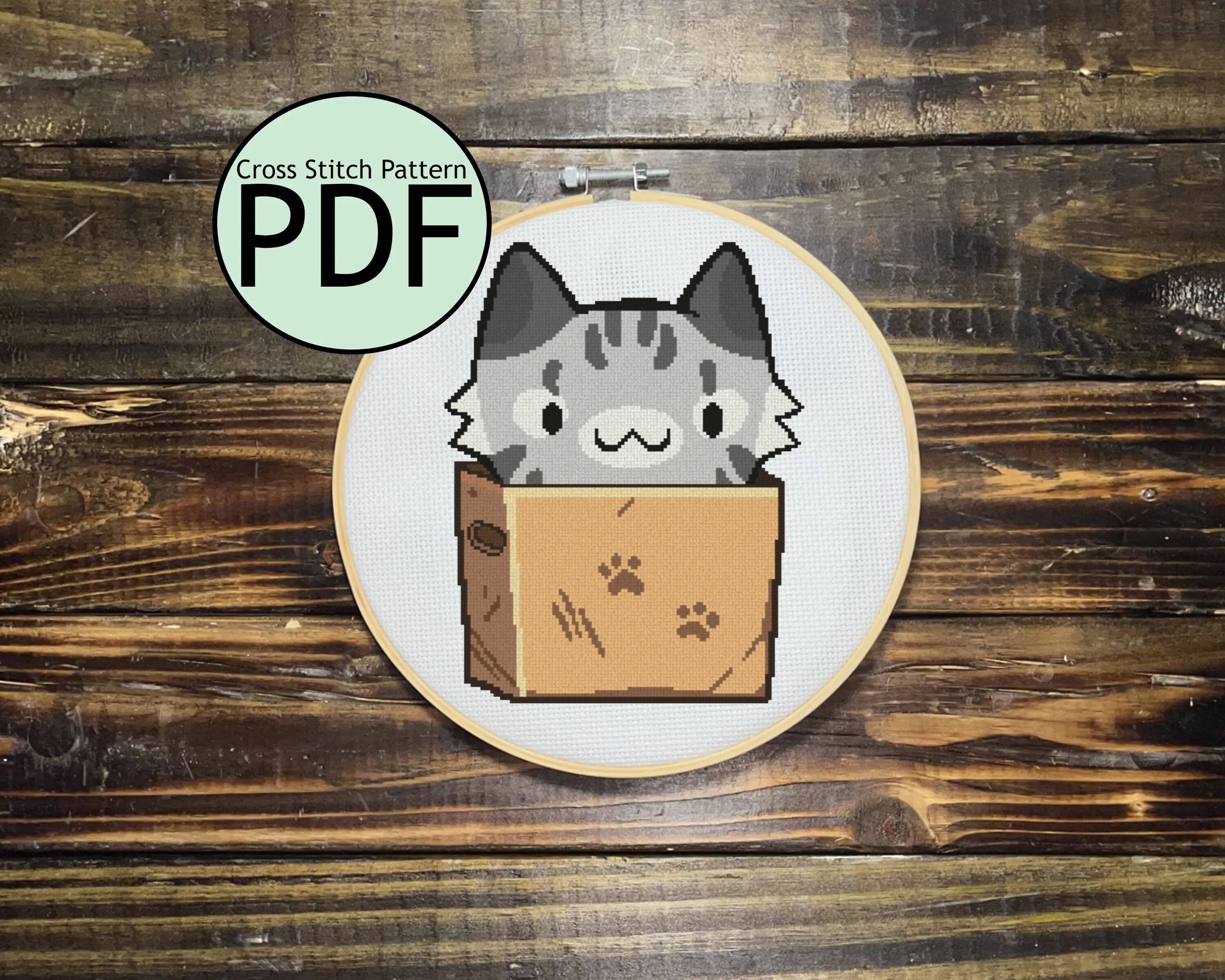 Cat in a Box Cross Stitch Pattern