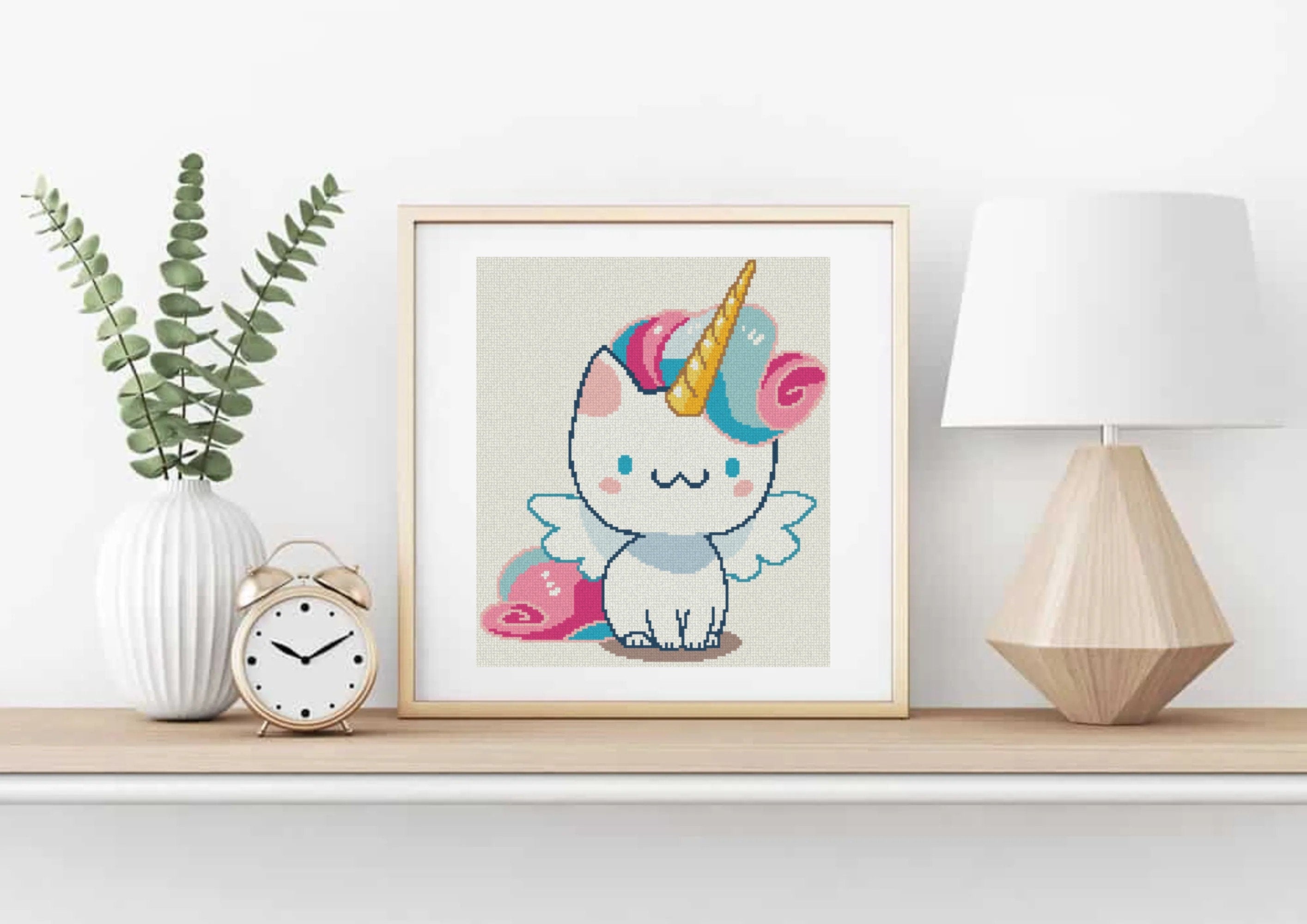 Flying Unicorn Cat Cross Stitch Pattern