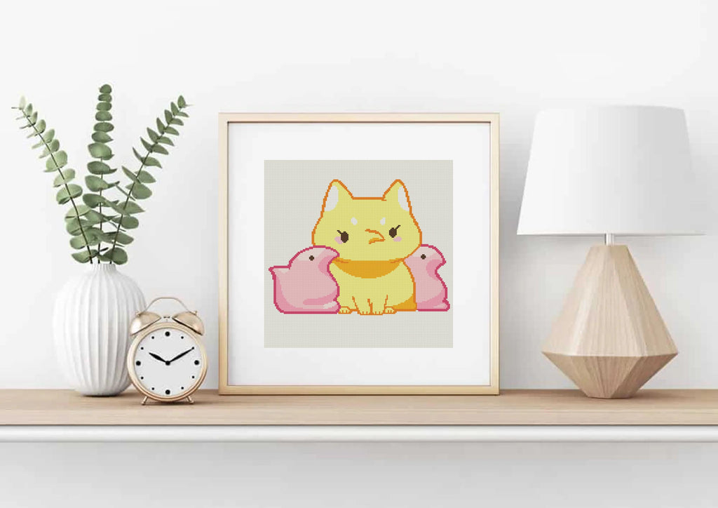 Peep Cat Cross Stitch