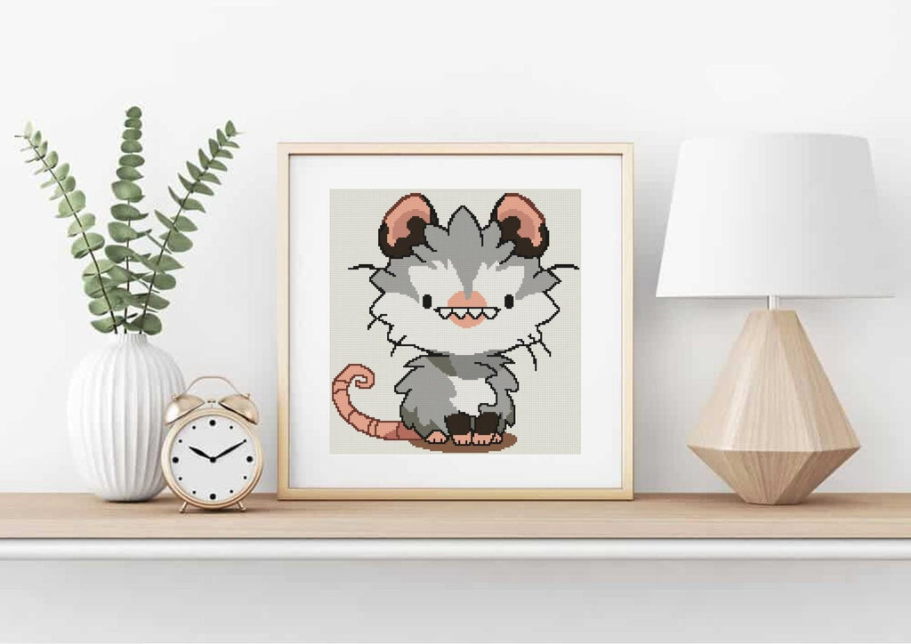 Opossum Cat Cross Stitch Pattern