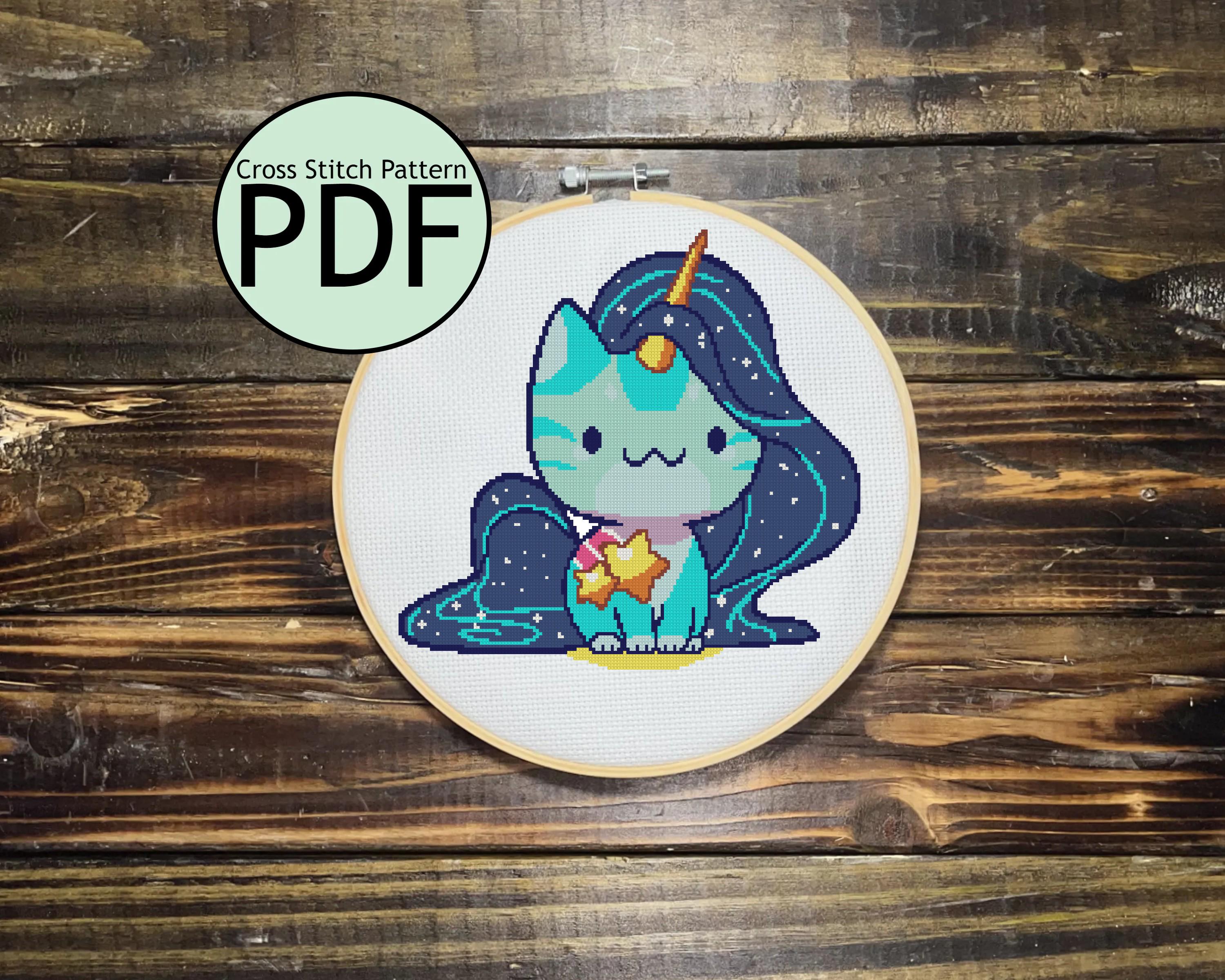 Star Unicorn Cat Cross Stitch