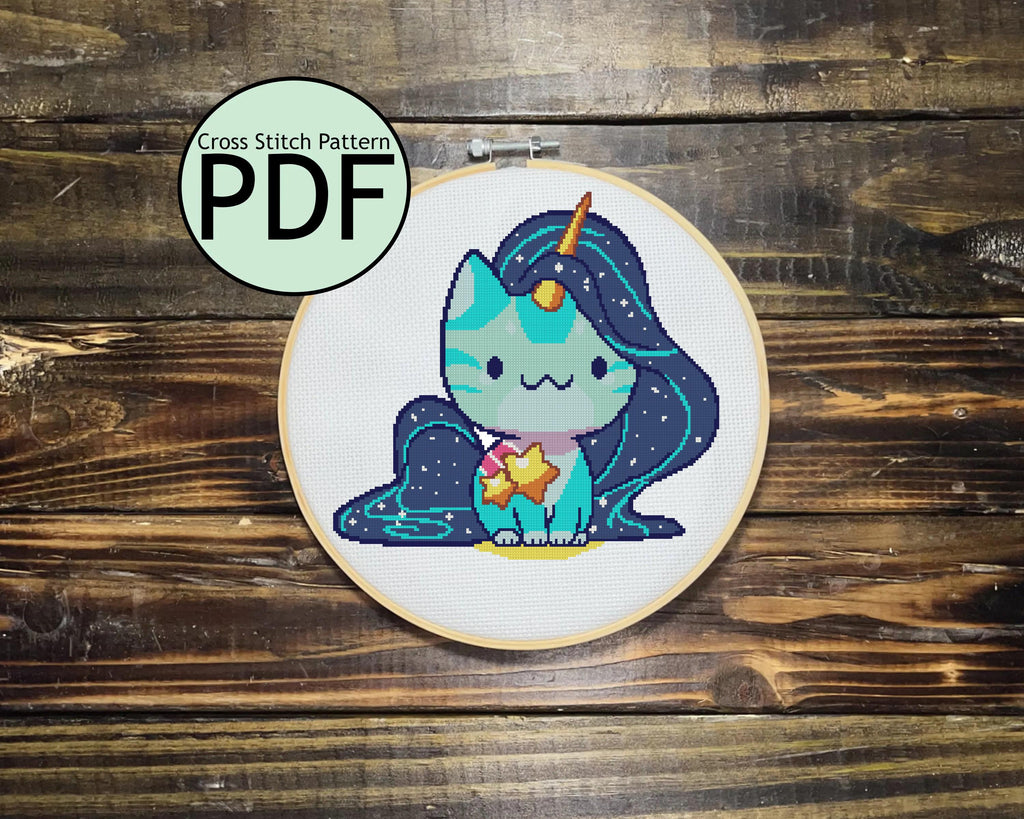 Star Unicorn Cat Cross Stitch