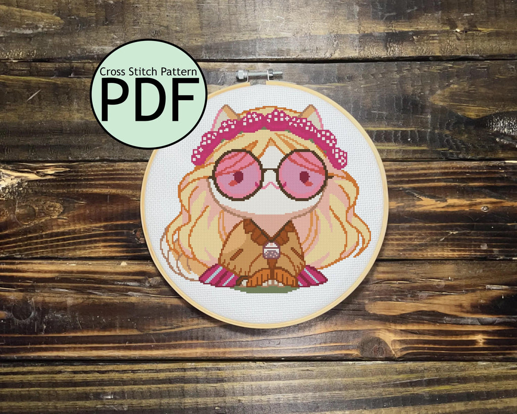 Herbal Tea Cat Cross Stitch Pattern