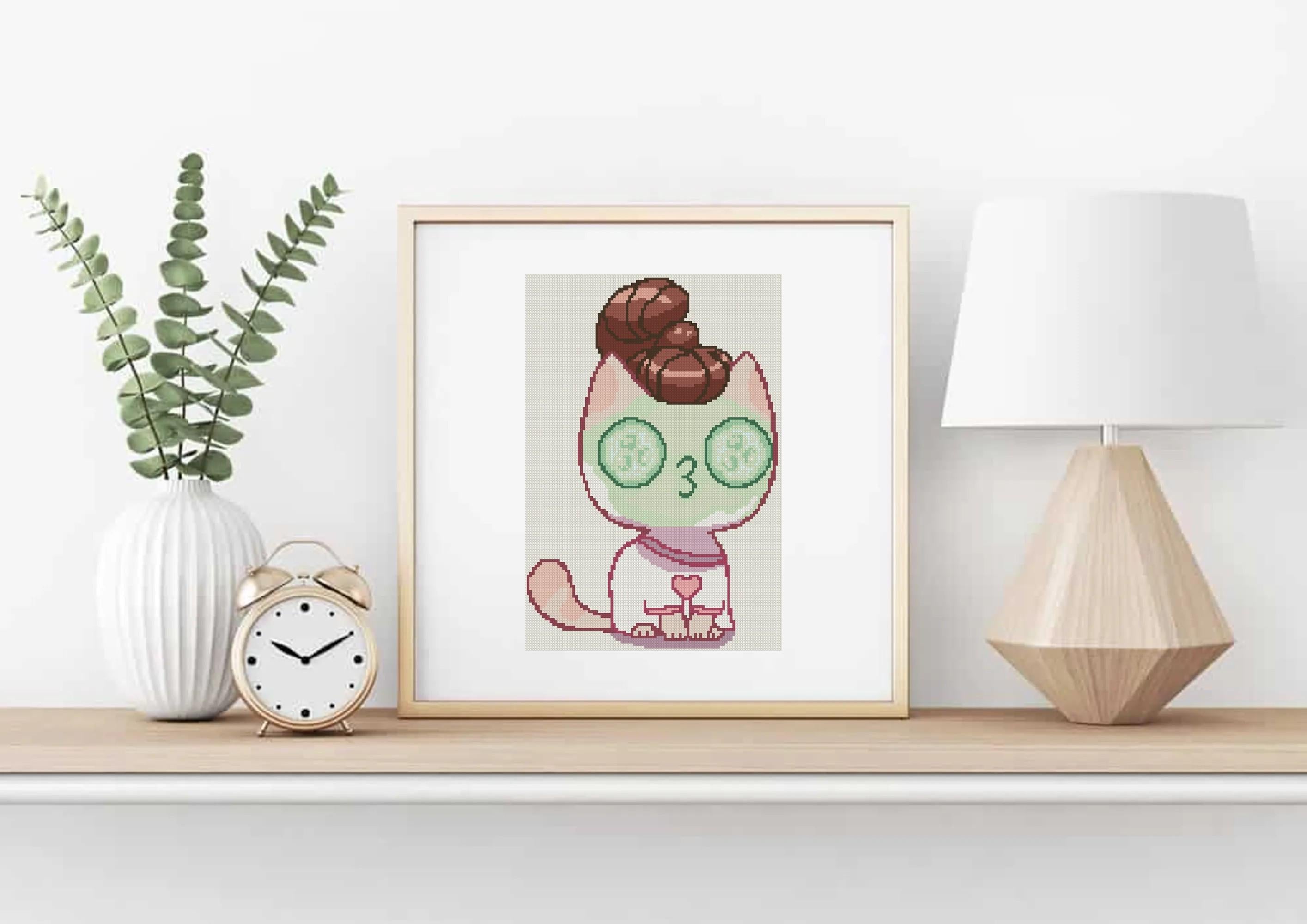 Spa Day Cat Cross Stitch Pattern