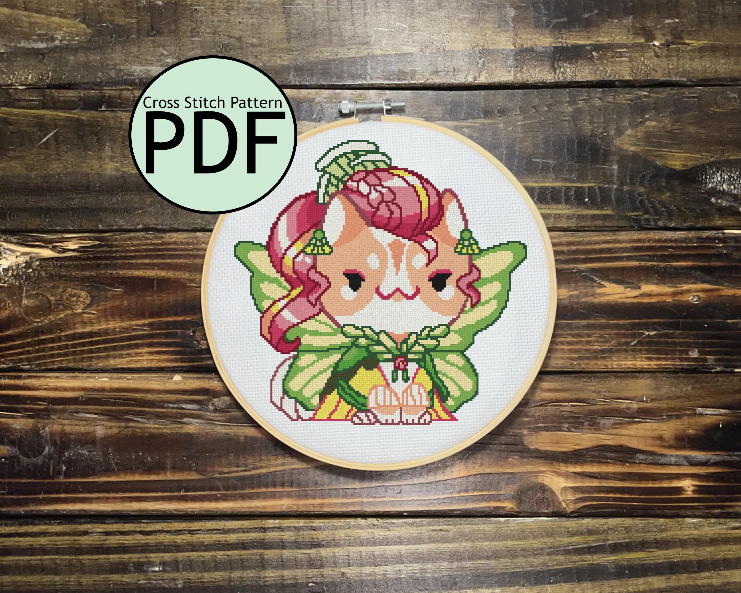 Lime Fariy Cat Cross Stitch
