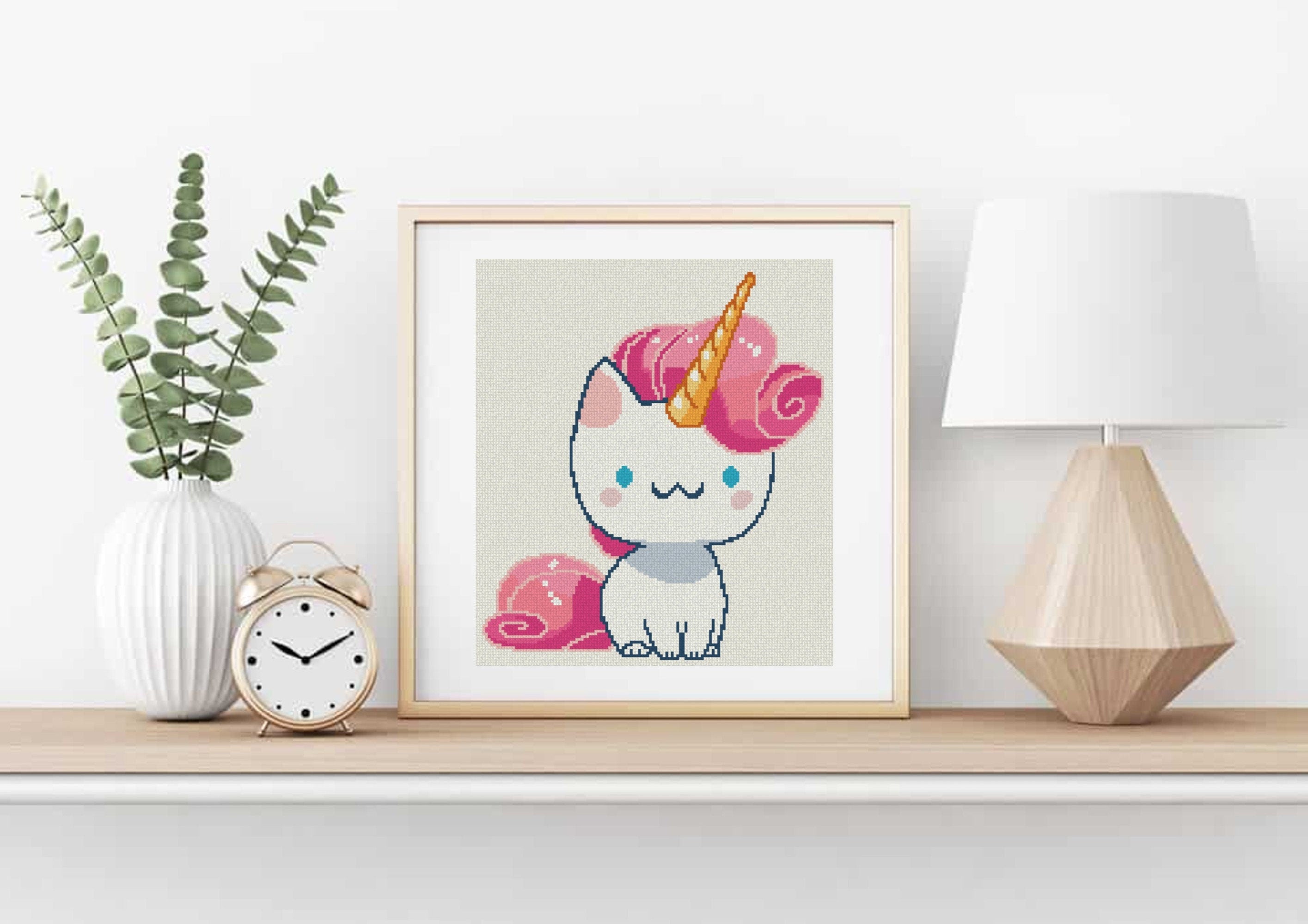 Unicorn Cat Cross Stitch Pattern