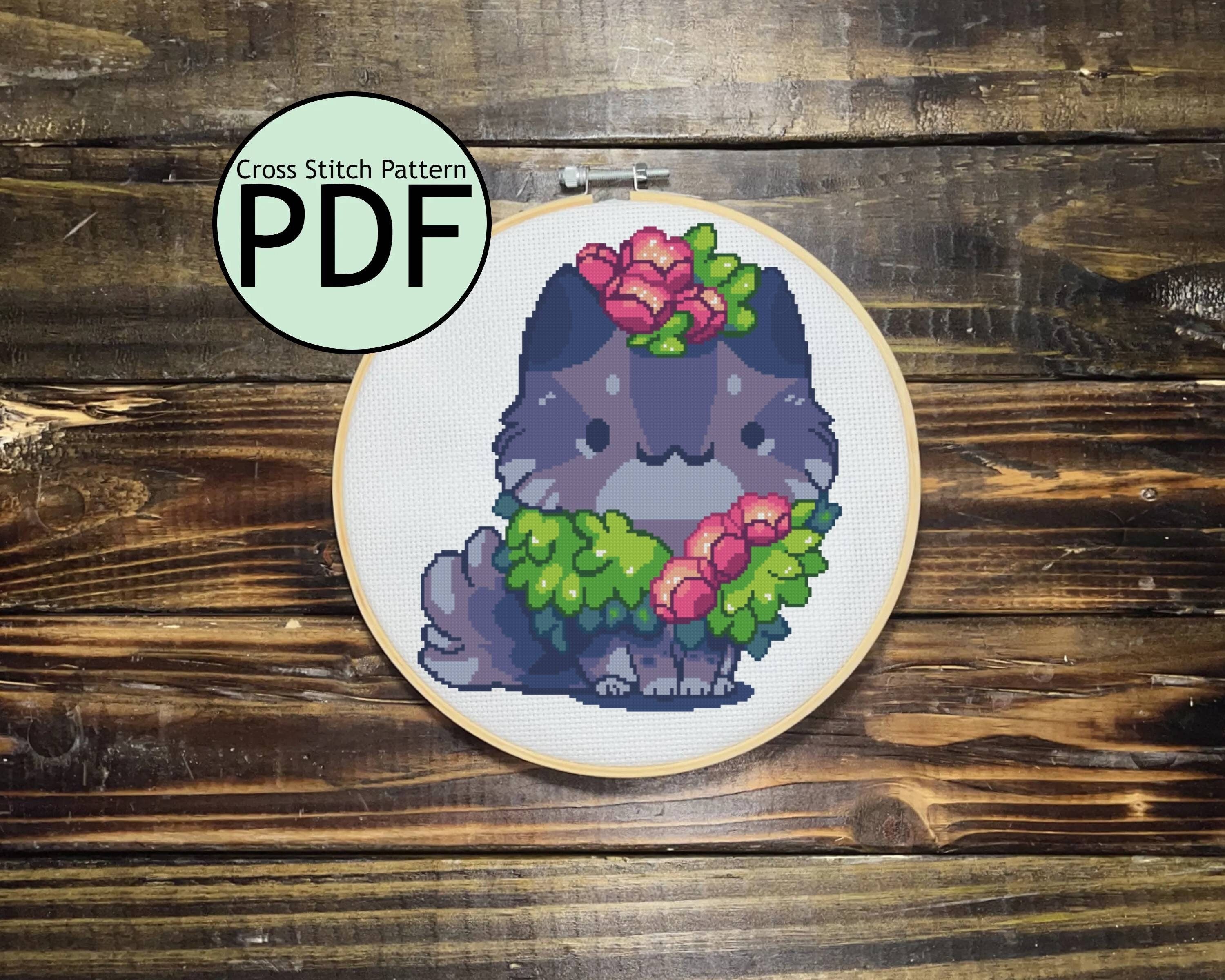 Cat with Flower Wreath Cross Stitch Pattern
