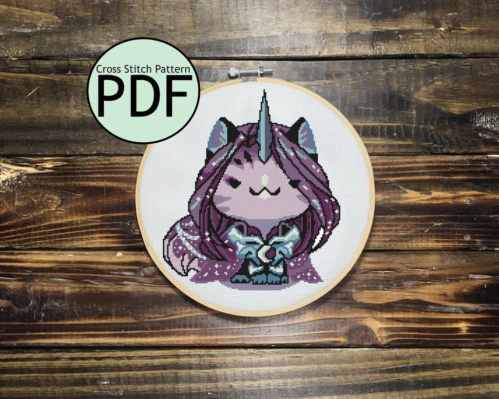 Gothic Fairy Cat Cross Stitch Pattern
