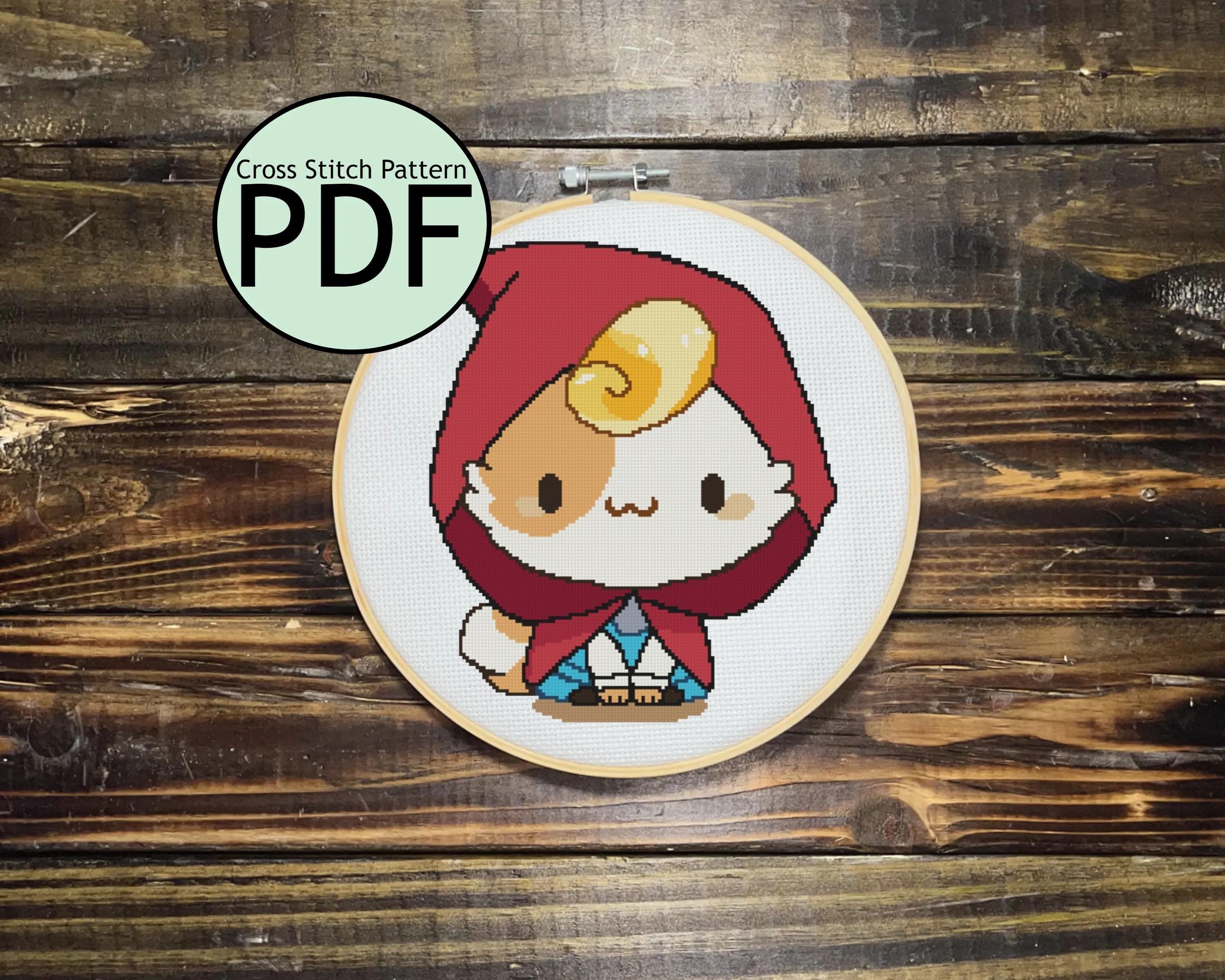 Little Red Riding Hood Cat Cross Stitch Pattern