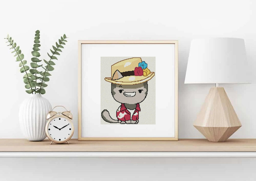 Tourist Cat Cross Stitch Pattern
